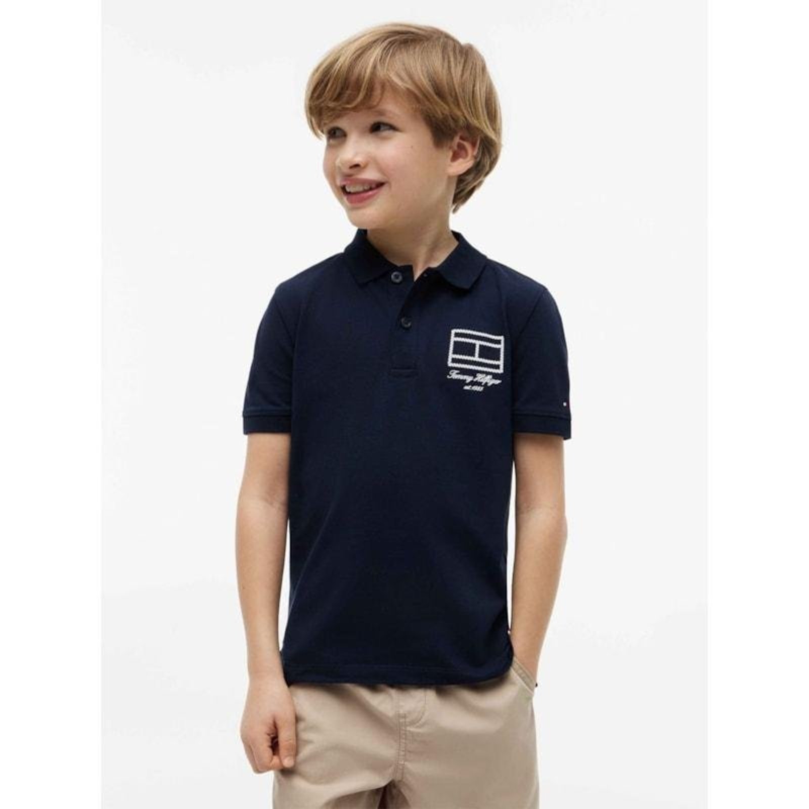Polo Contorno da Bandeira Tommy Azul Marinho