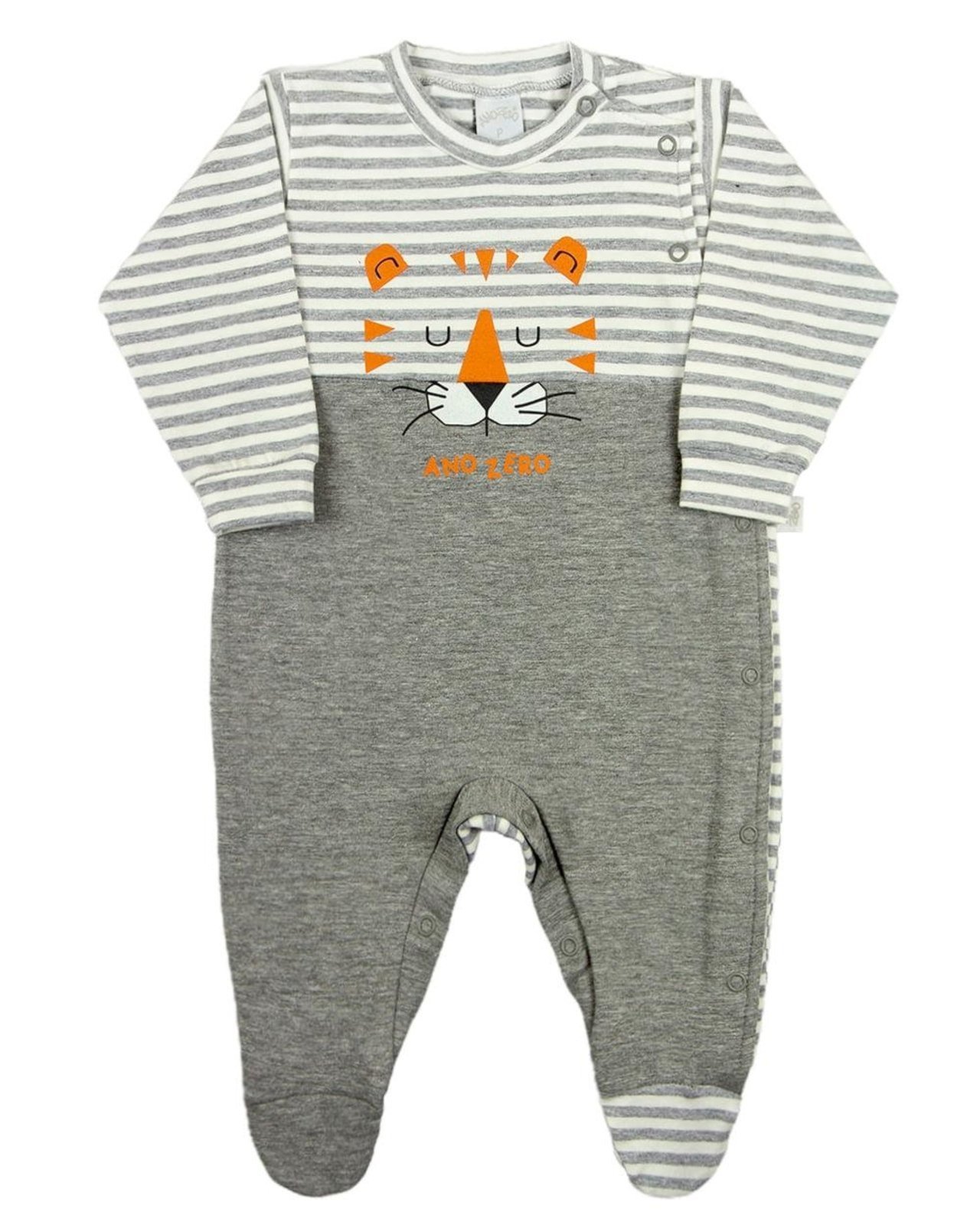 Infantil – Macacao Menino Cotton Listrado Silk Tigre – Mescla