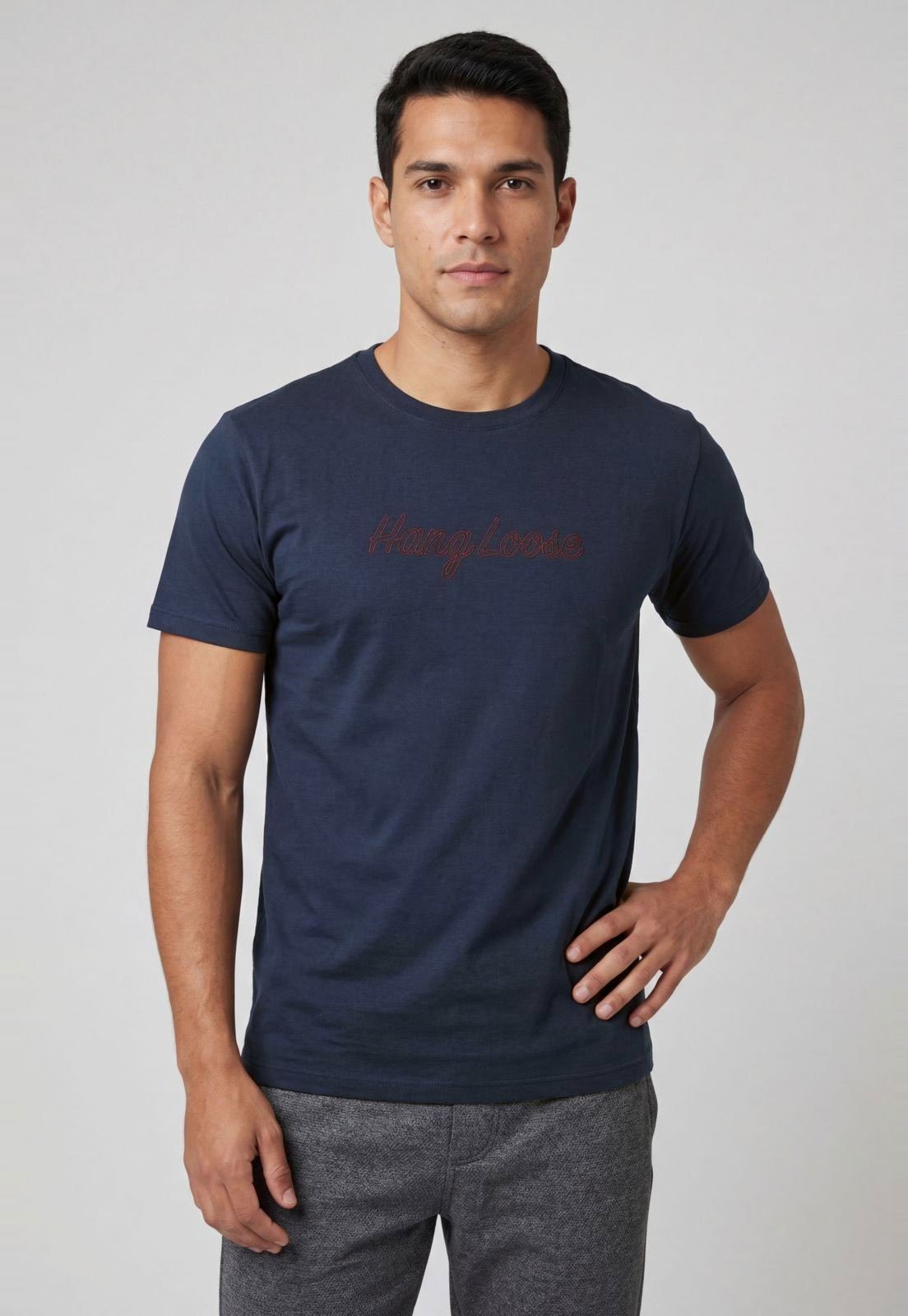 Camiseta Masculina Hang Loose Estampa Logo Azul Escuro