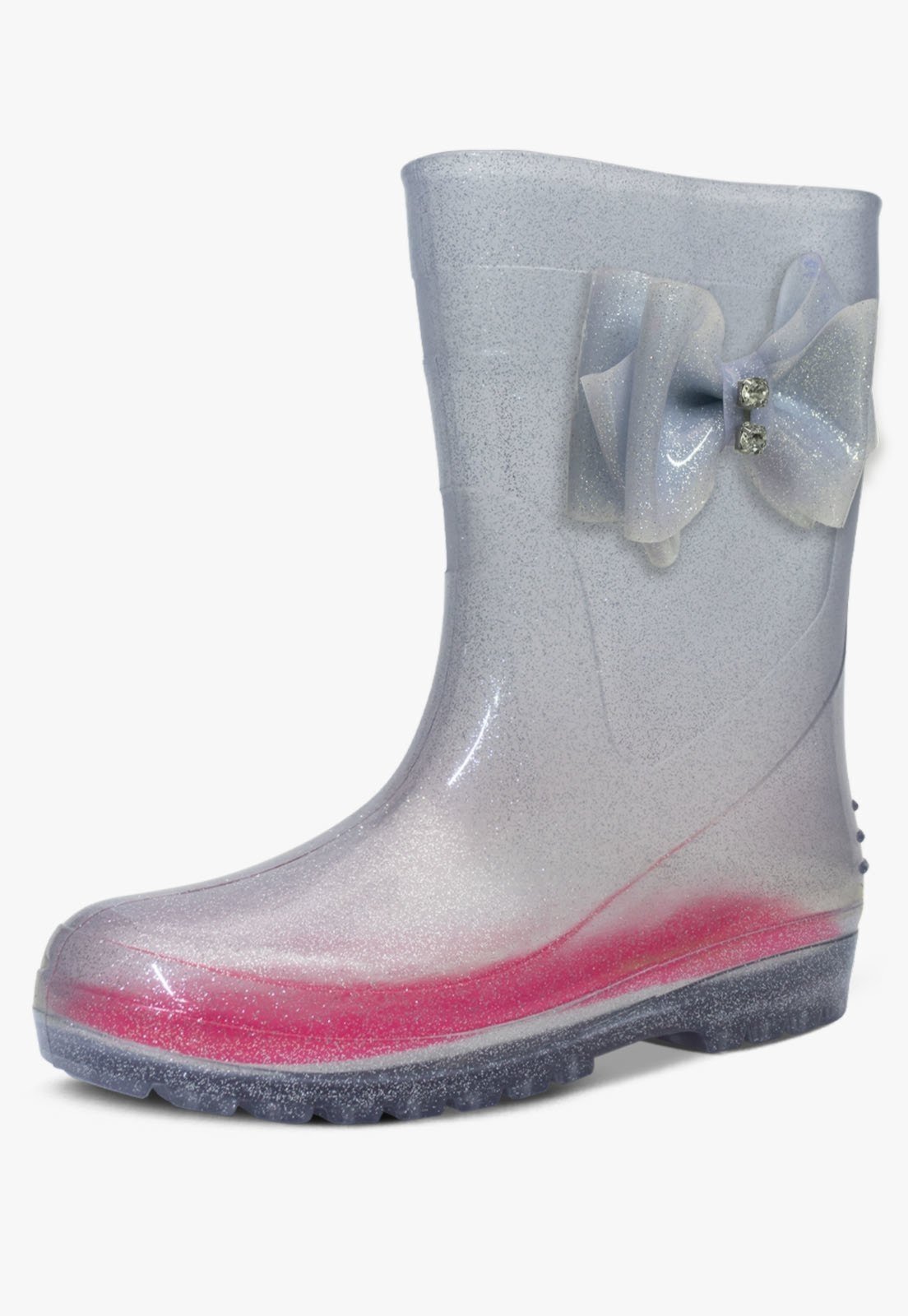 Vista 3 Infantil - Kit Bolsa e Bota Galocha Feminina Pópidi Menina Laço Glitter Prata e pink/prata pink Pópidí pink/prata pink