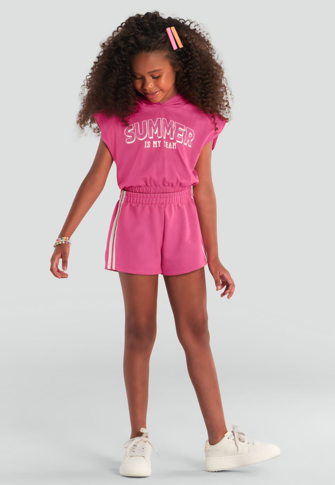 Infantil – Conjunto 2pçs Manga Curta Brandili Full Print Rosa
