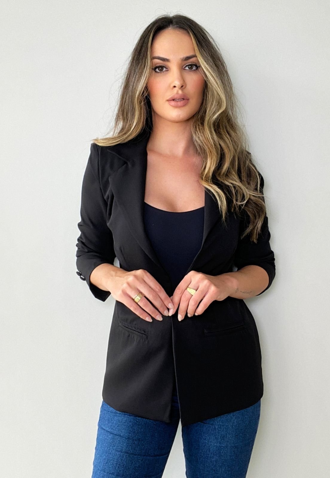 Blazer Alfaiataria Alongado Preto