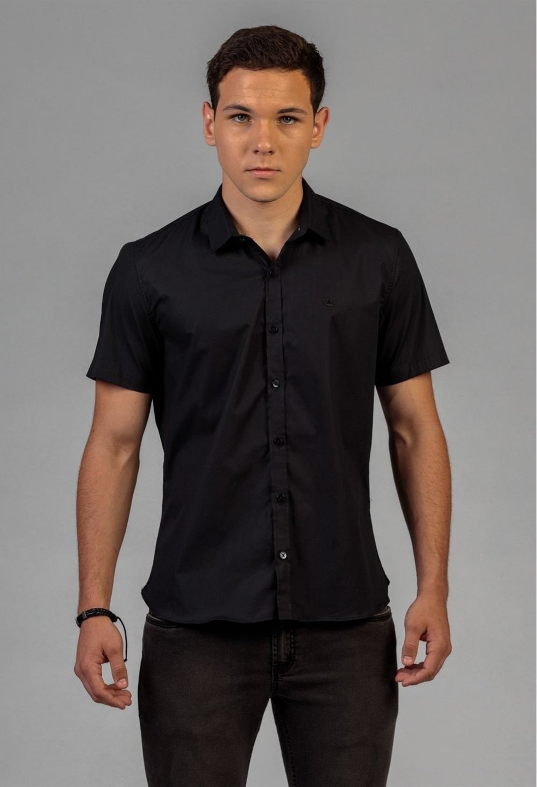 Camisa Manga Curta Docthos Slim Tricoline C/ Elastano Liso Camisa Manga Curta Docthos Slim Tricoline C/ Elastano Liso 003 Preto P