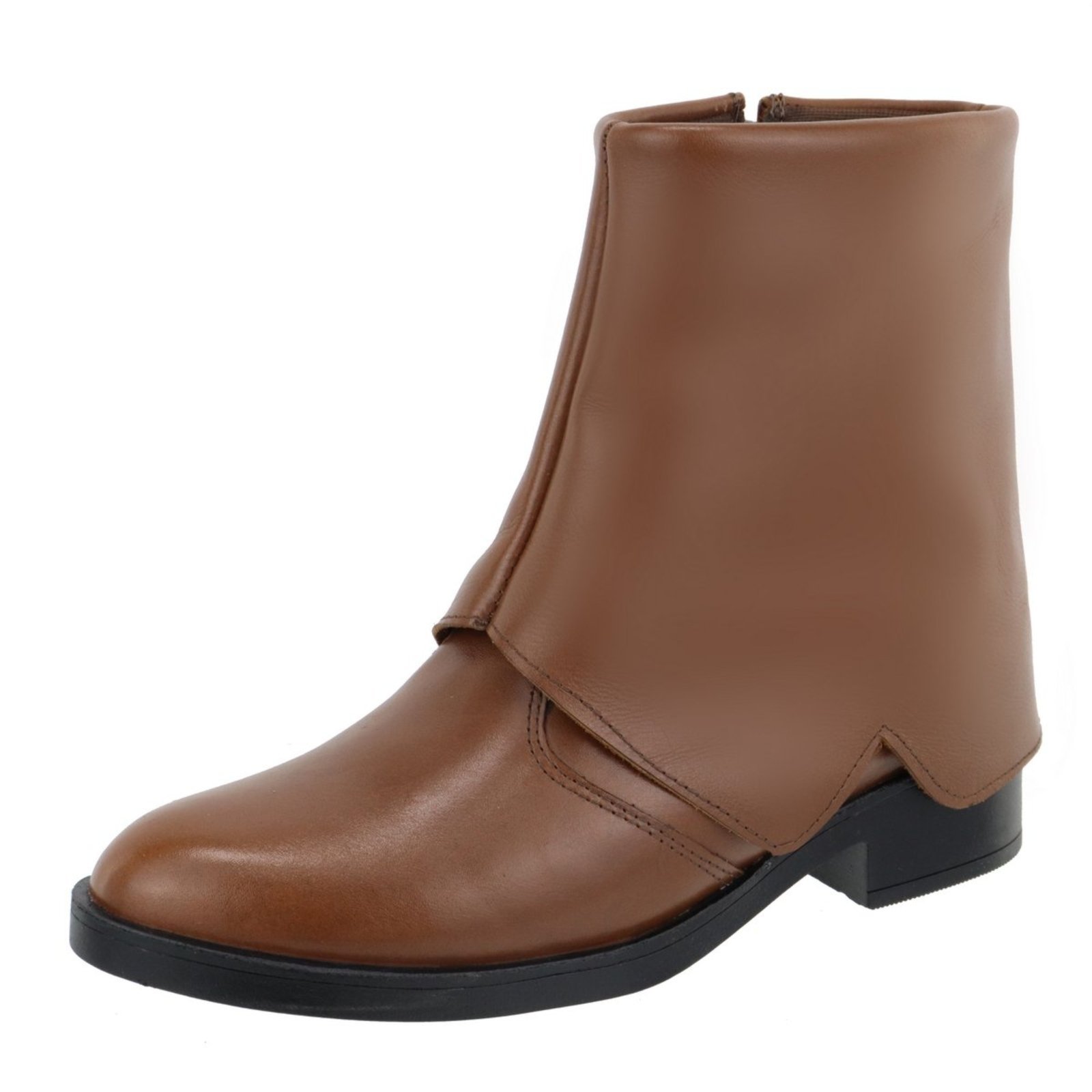 Bota Cano Curto com Capa em Couro Legitimo Confortável Feminina Chocolate Preta Tellini Store