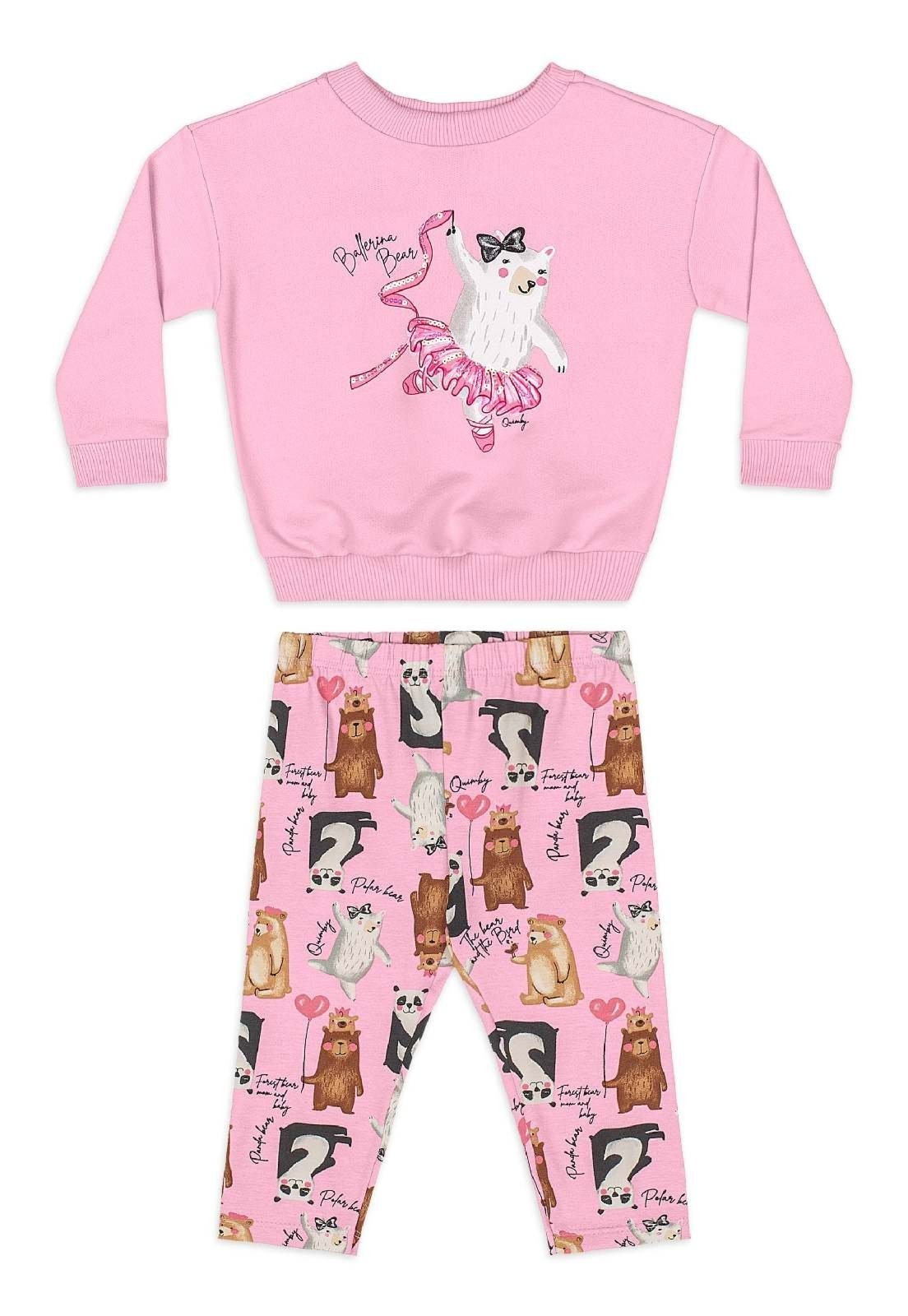 Infantil - Conjunto Blusão Legging Quimby Bege