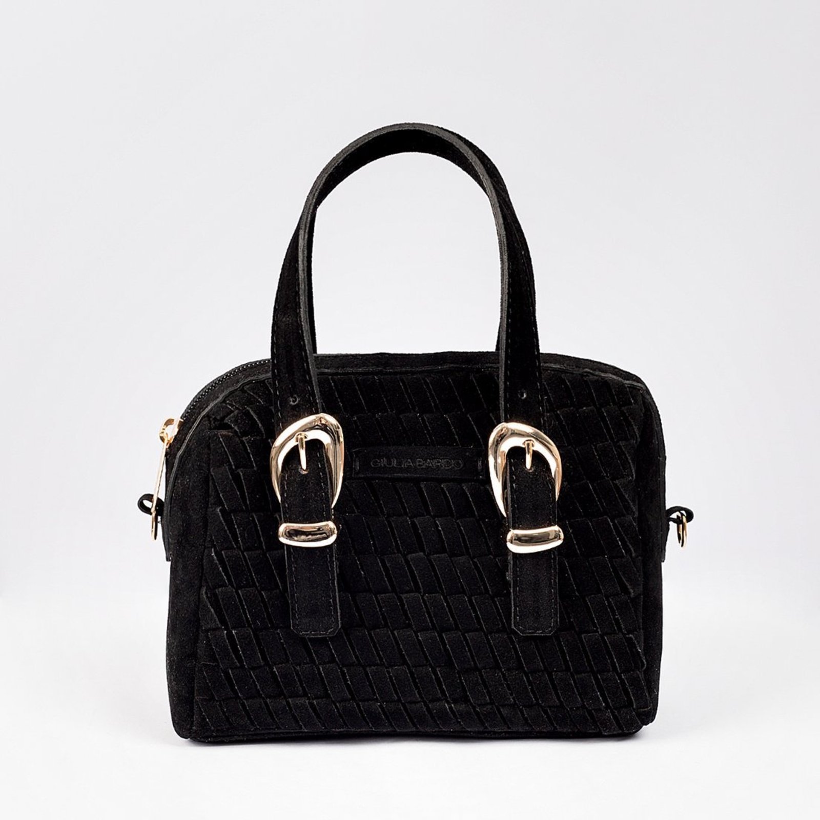Bolsa Satchel Mia Trançada Tiracolo de Ombro e Mão Pequena Giulia Bardo Preto