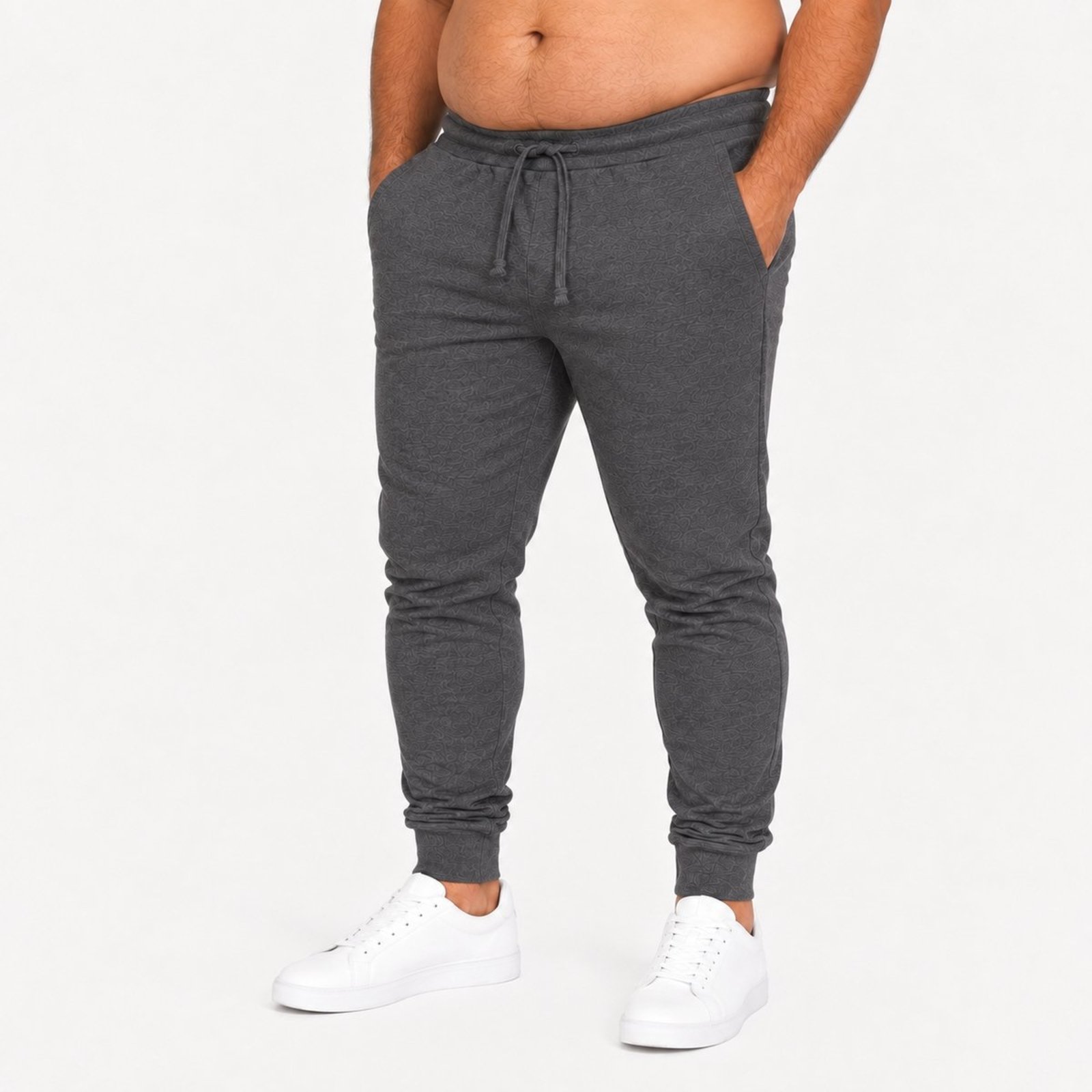 Calça Jogger Masculina Plus Size Moletom Chumbo Com Bolsos