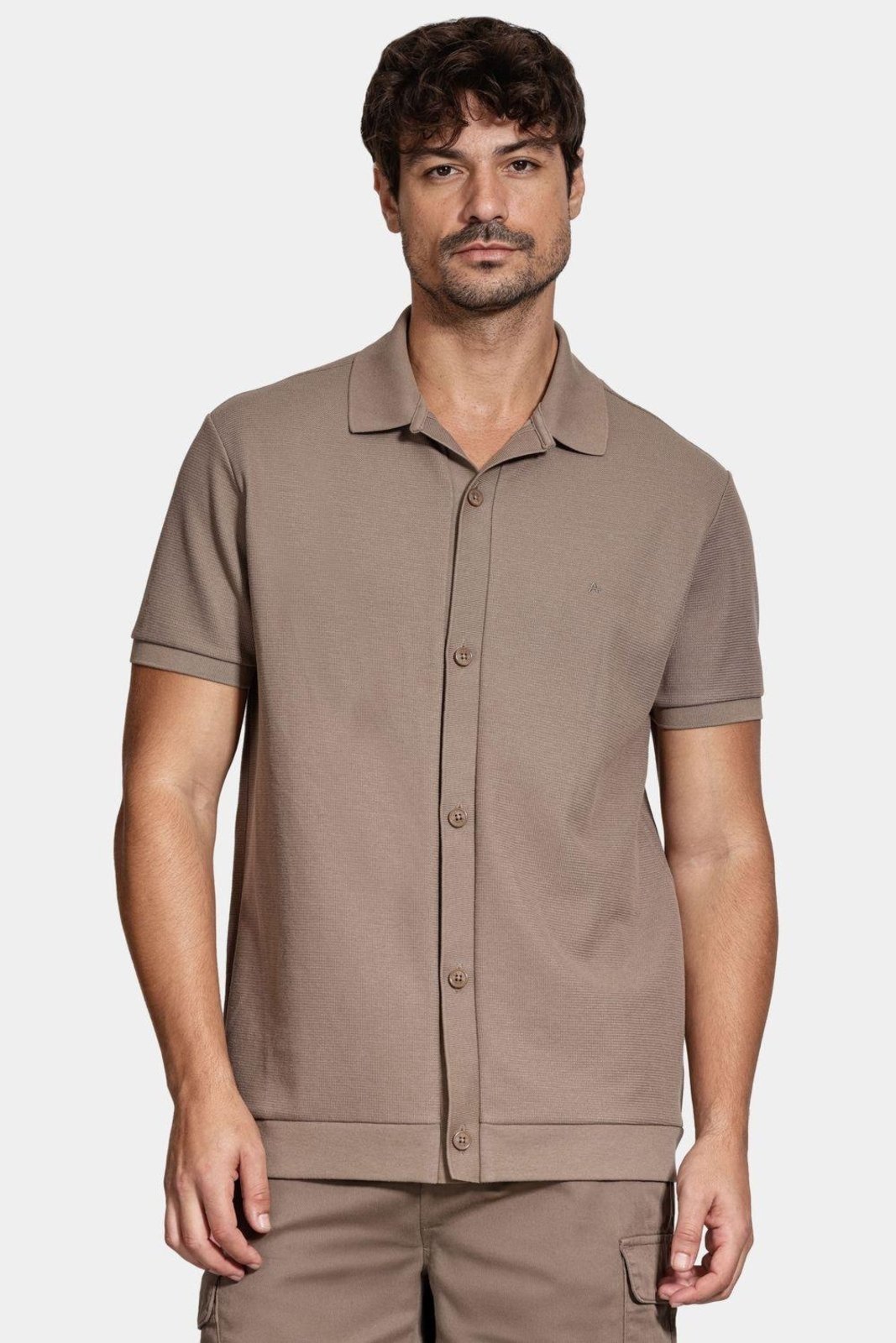 Camisa Aramis Manga Curta Interlock Charuto