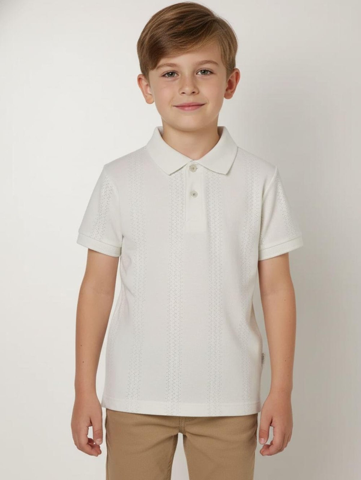 Infantil - Polo Crepe Manga Curta Para Menino - OFF WHITE