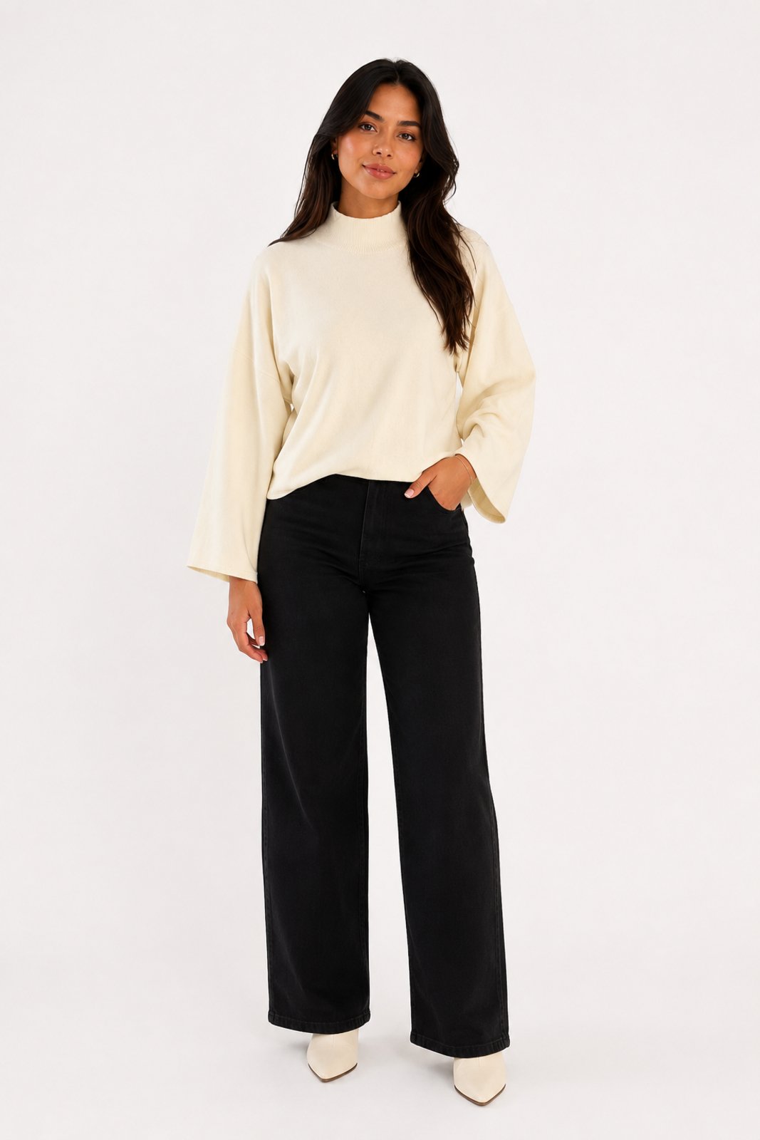 Blusa Feminina D Bell Outlet Fashion Gola Alta Off White