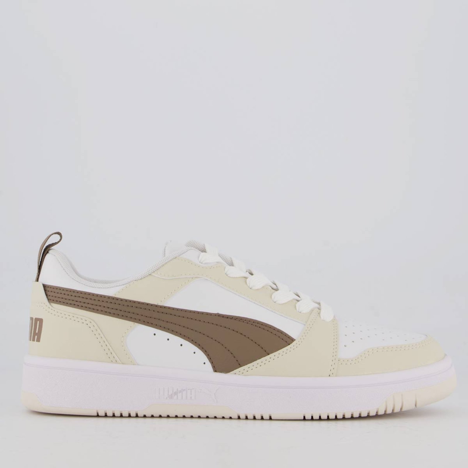 Tênis Puma Rebound V6 Low Branco e Bege