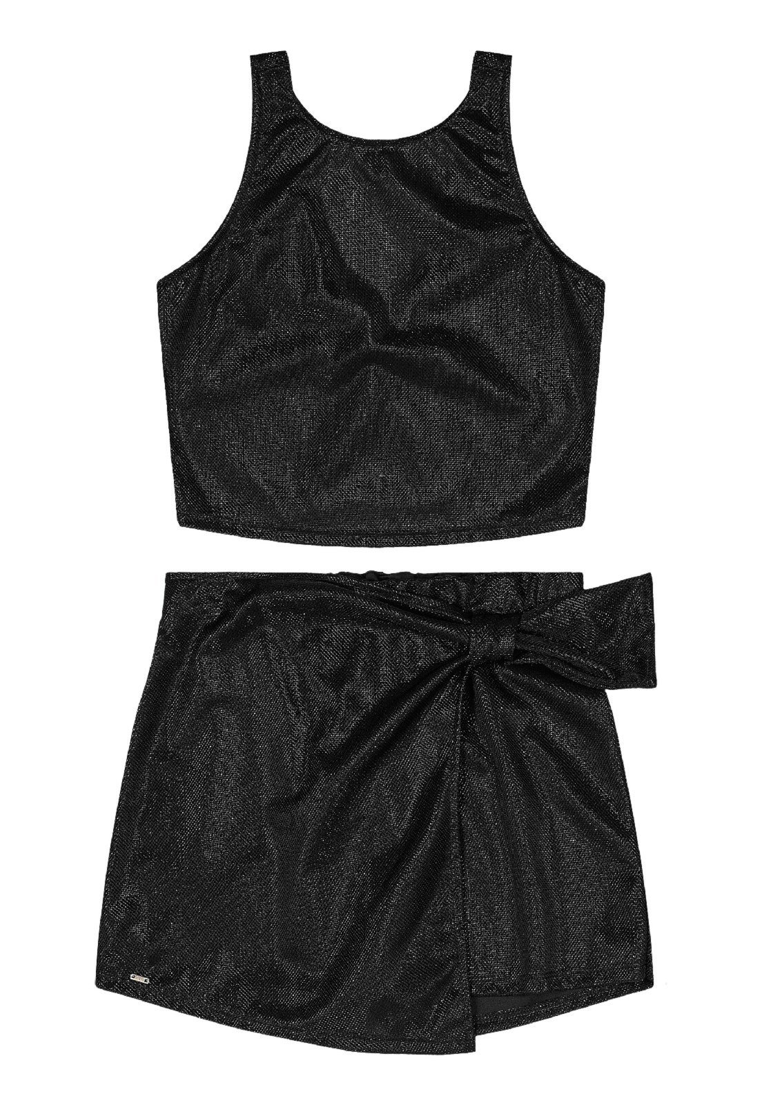 Vista 3 Infantil - Conjunto Top Short-Saia Tecido Gloss branco Gloss branco