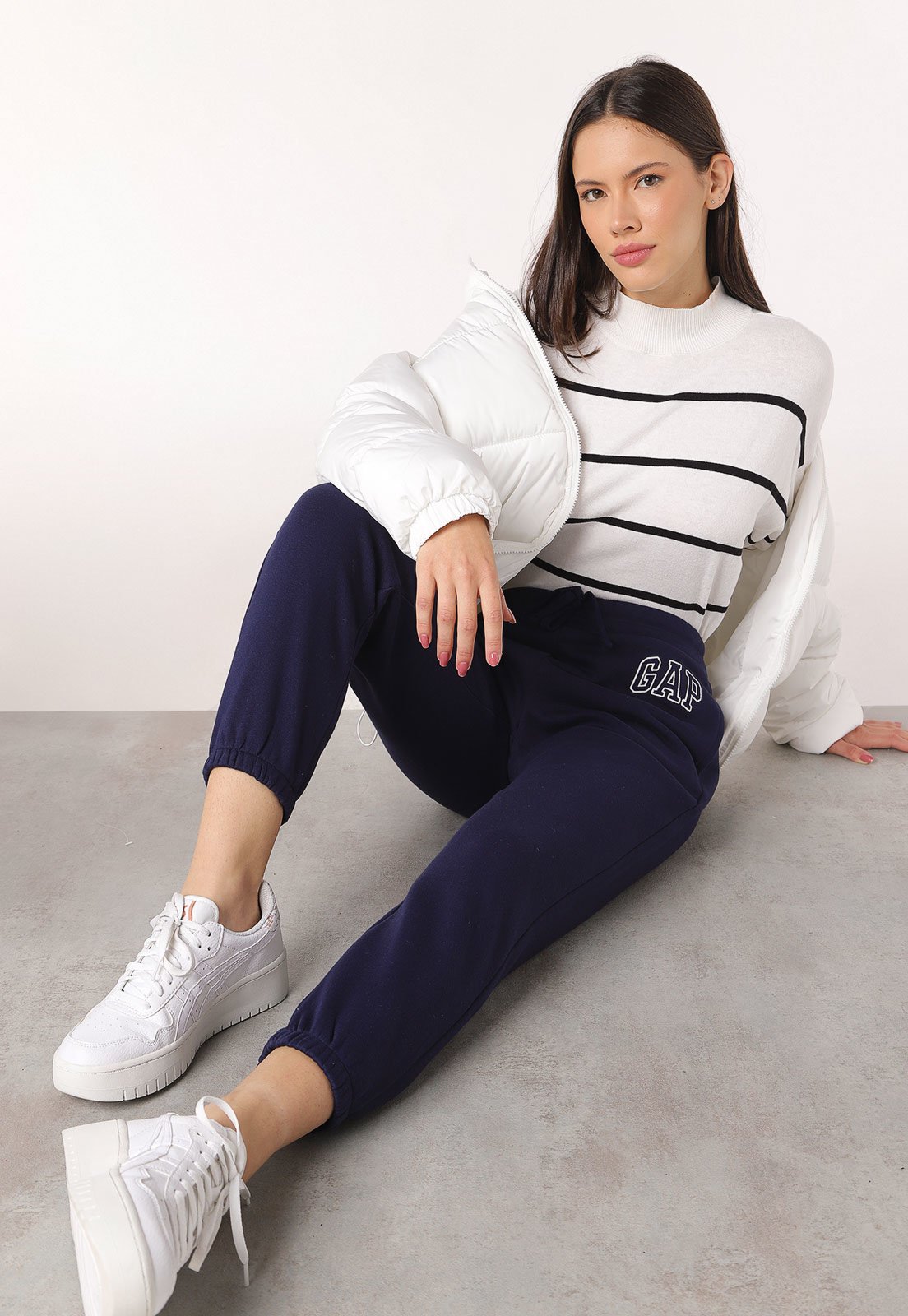 Calça de Moletom GAP Jogger Logo Bordado Azul-Marinho