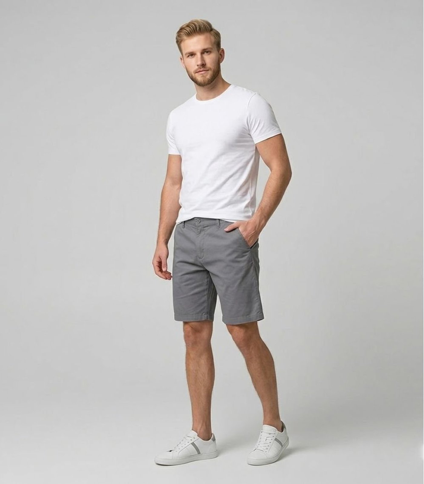 Bermuda Masculina Em Sarja Com Bolsos Sea Surf Cinza