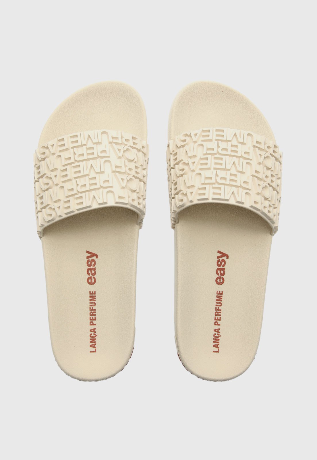 Vista 2 Chinelo Slide Feminino Lança Perfume Logo bege Lança Perfume bege