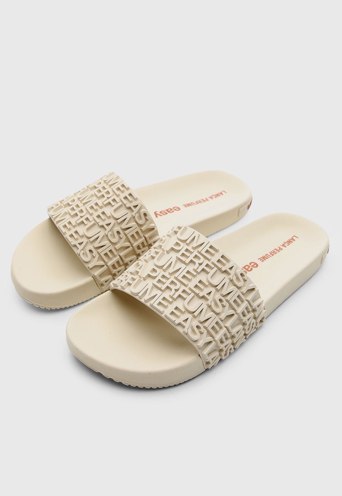 Vista 3 Chinelo Slide Feminino Lança Perfume Logo bege Lança Perfume bege