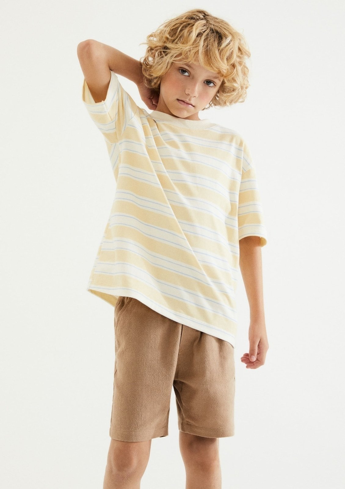 Vista 2 Infantil - Bermuda Menino Reta Fio Tinto Hering Hering Kids bege Hering Kids bege