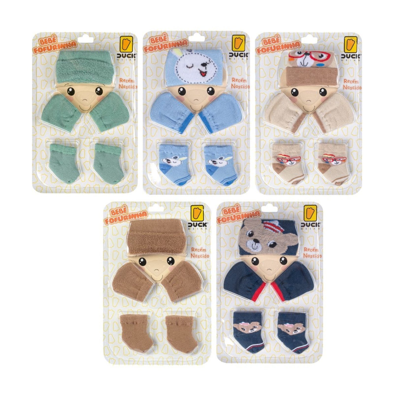 Infantil - Kit 5 conjunto enxoval toca luva e meia recém nascido , conjunto fofo, ideal para usar em qualquer momento