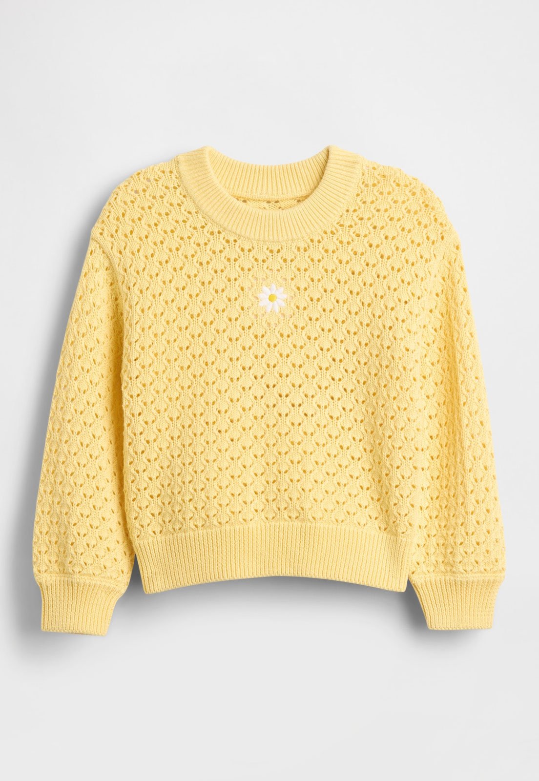 Suéter GAP Tricot Flor Bordada Amarelo