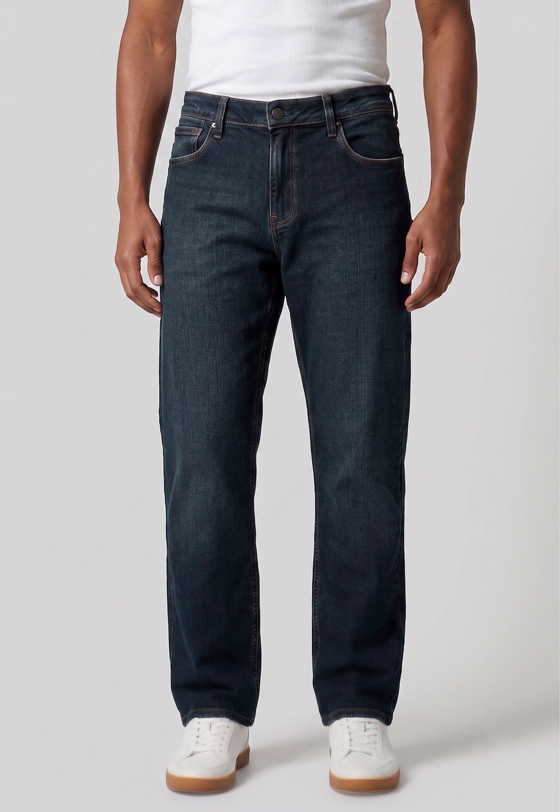 Calça Masculina Calvin Klein Jeans Straight 5 Pockets Azul Escuro