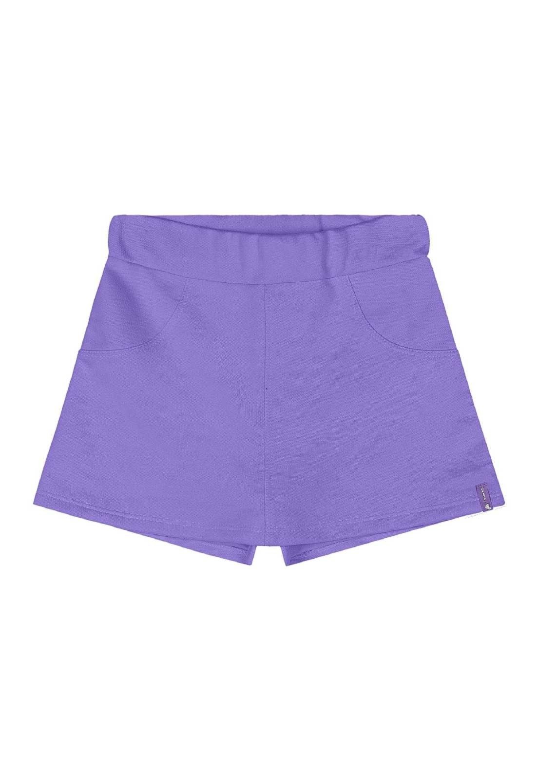 Infantil - Short-Saia em Moletom Menina Quimby Roxo