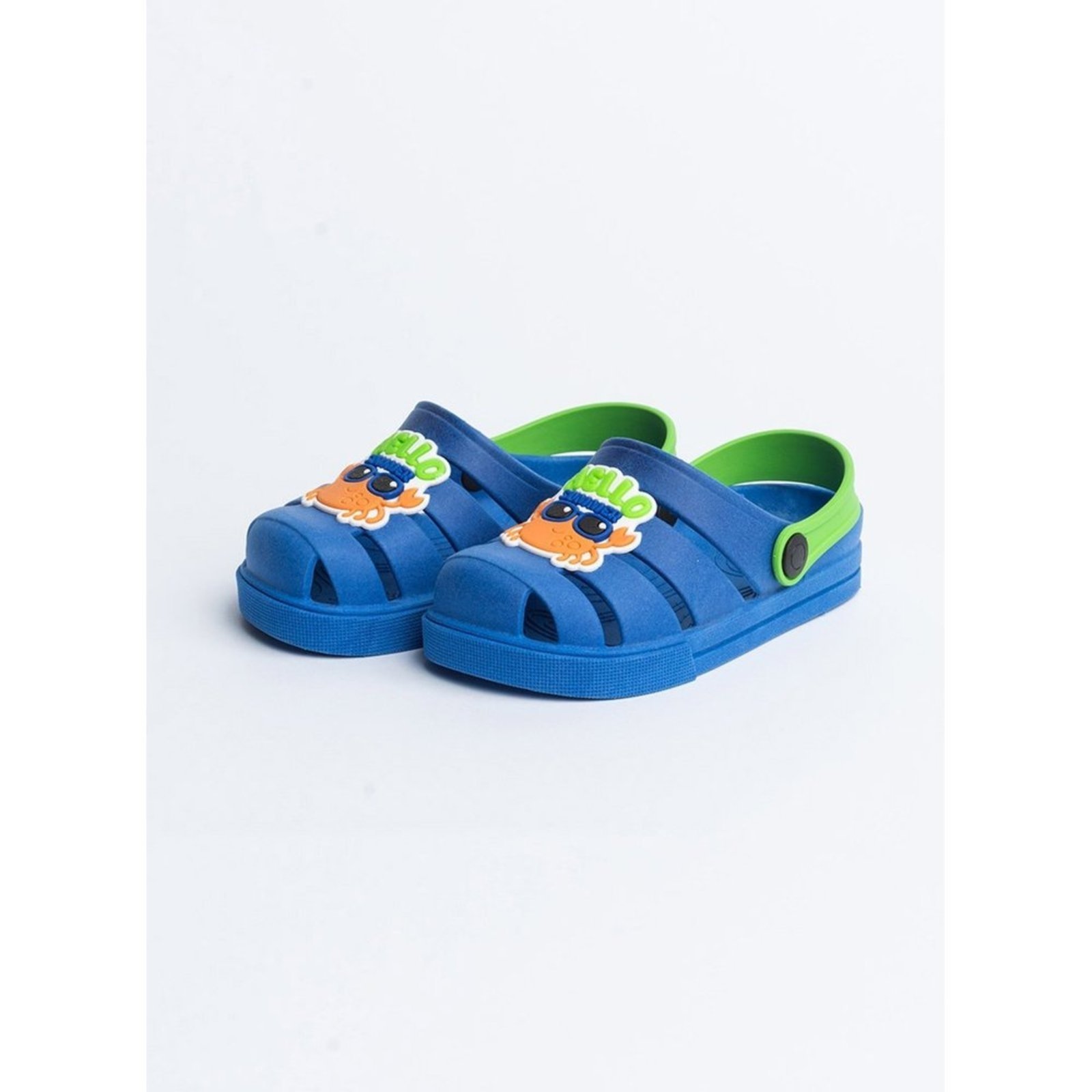 Infantil – Babuche Menino Azul com Tira Verde Carangueijo do Verão