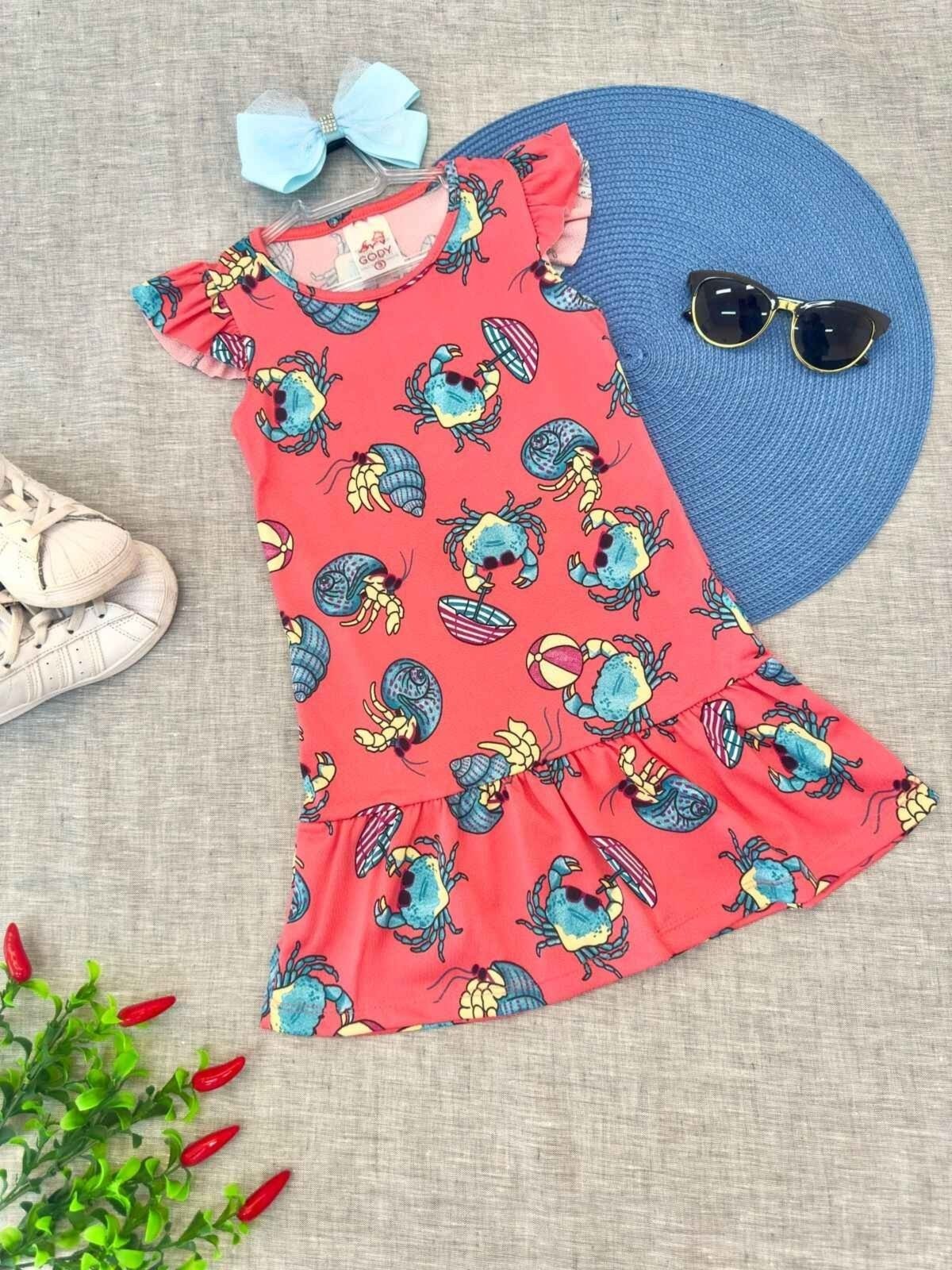Infantil – Vestido Carangueijos Rosa – Rosa – Babei