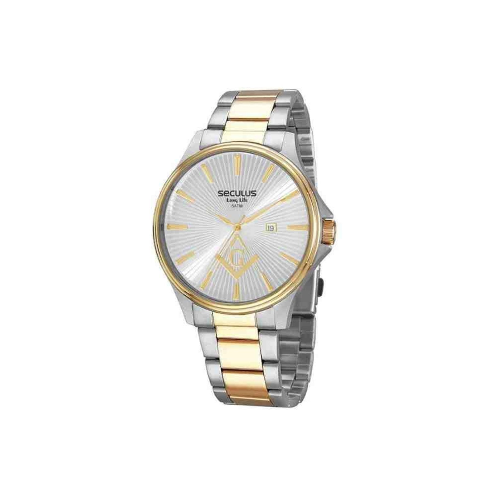 Relógio Seculus Prata e Dourado Masculino 44016GPSVBA2