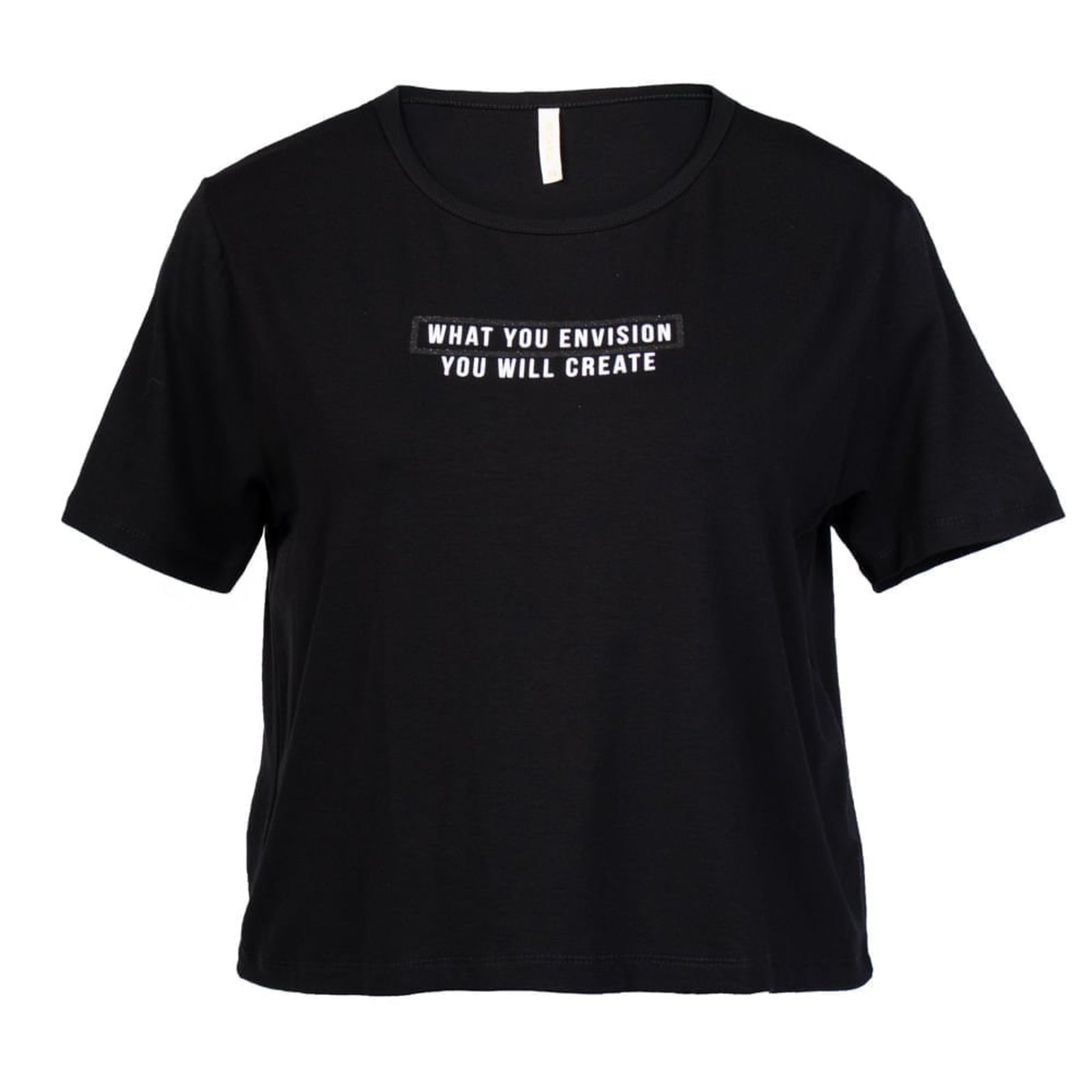 Vista 2 Cropped Feminino Rechsul Plus Size Estampa Lettering preto RechSul preto