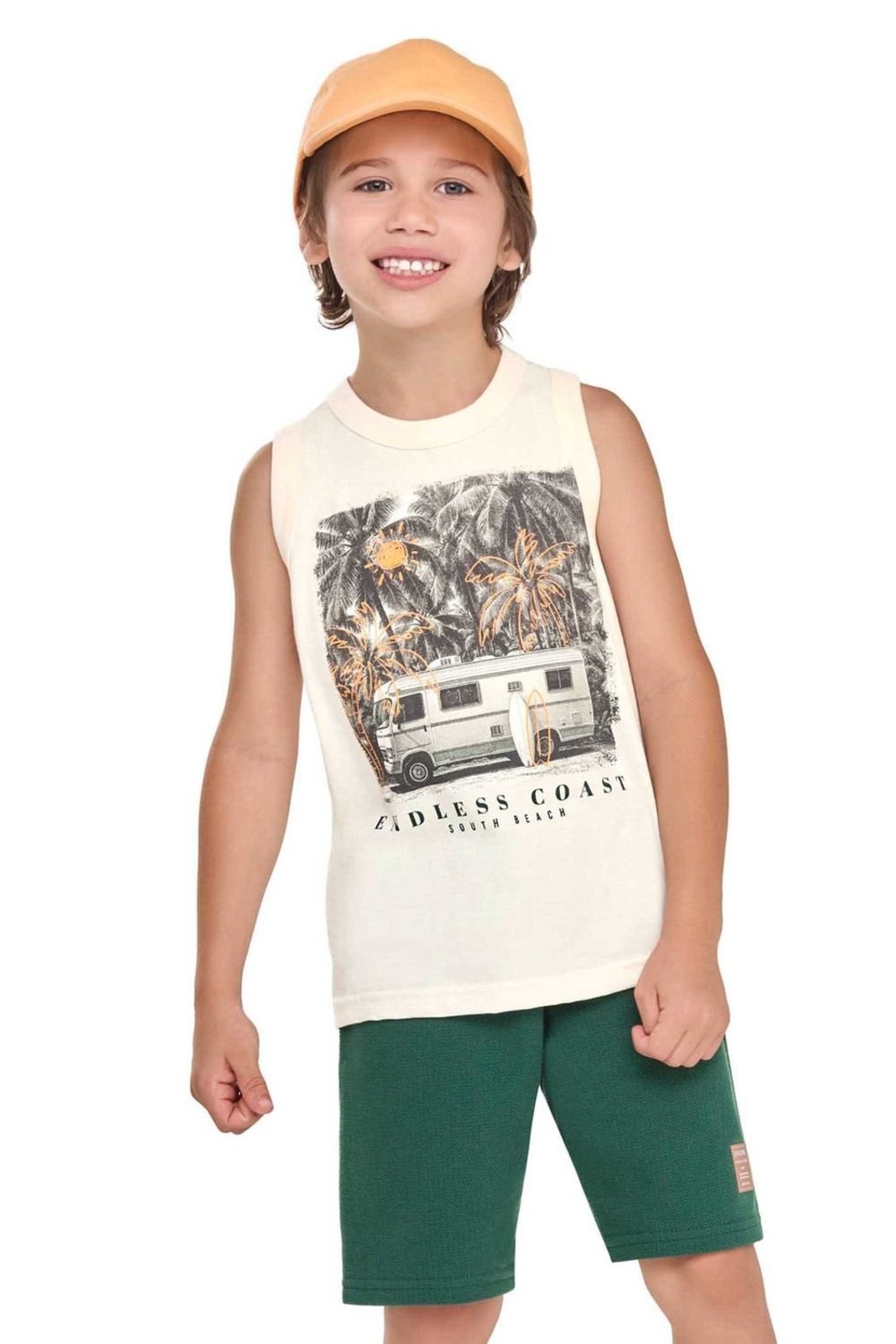 Infantil - Conjunto Menino Regata Tropical Elian Bege