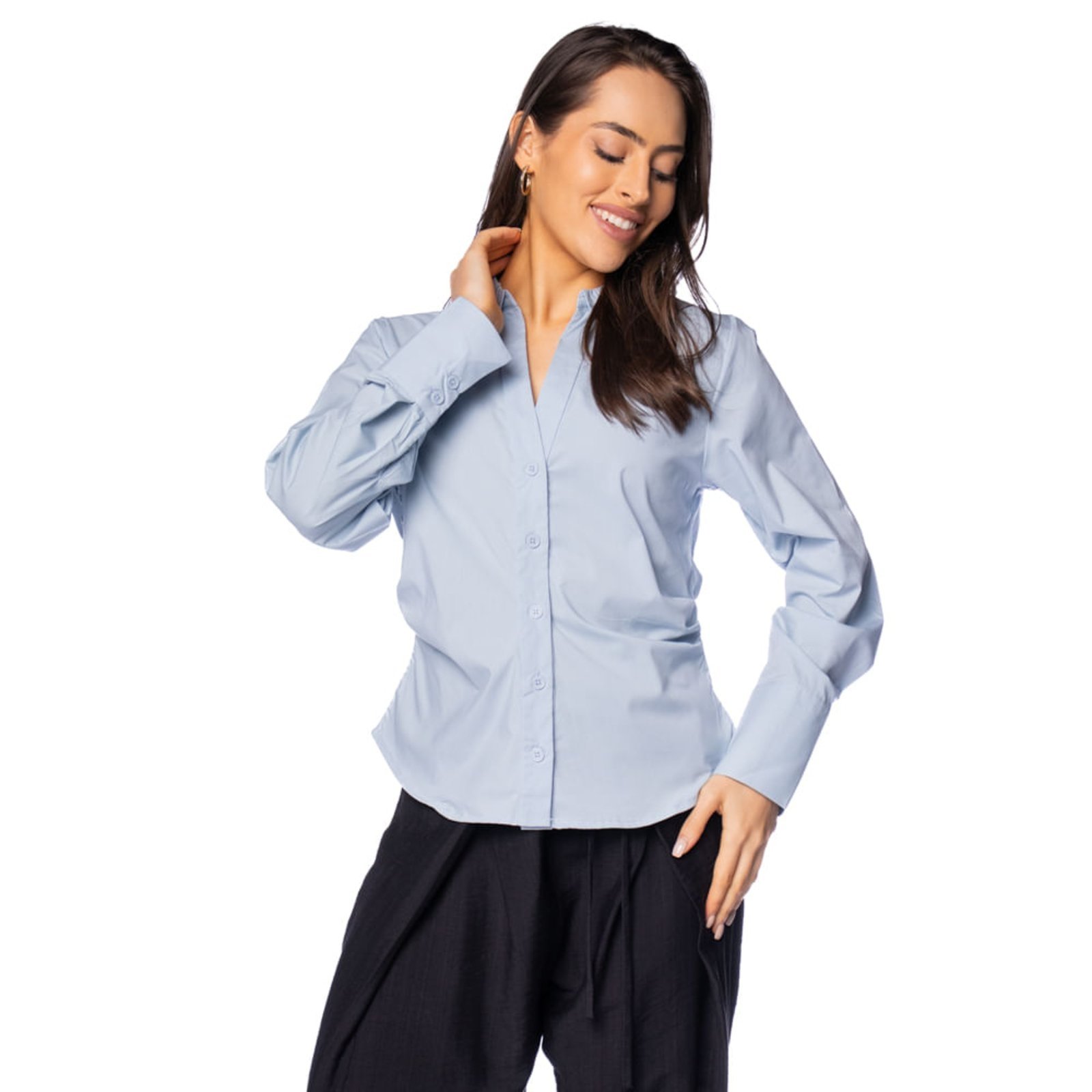 Vista 2 Camisa Feminina The Style Box Crepe rosa The Style Box rosa