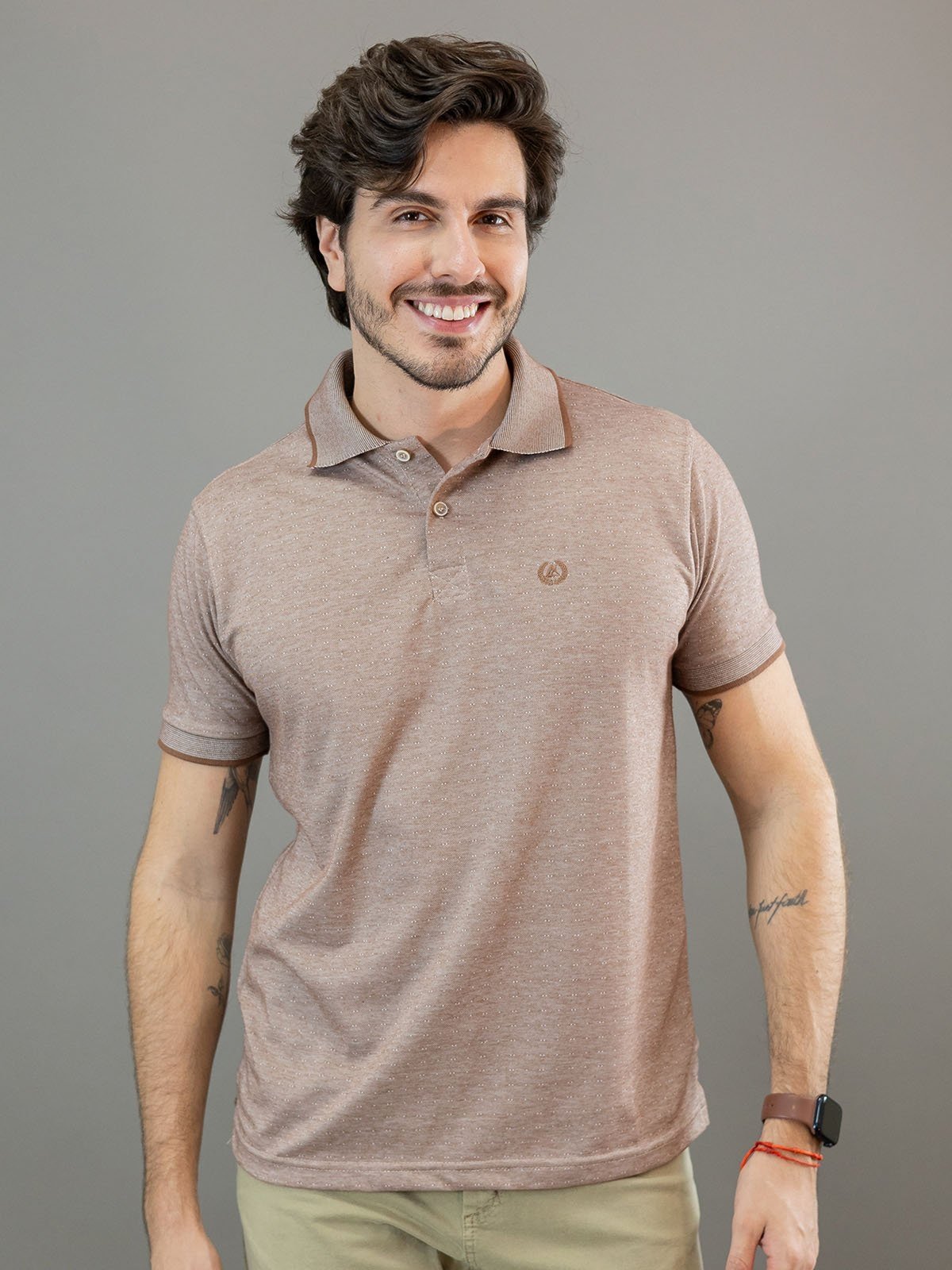 Camisa Polo Masculina Texturizada Manga Curta Anticorpus