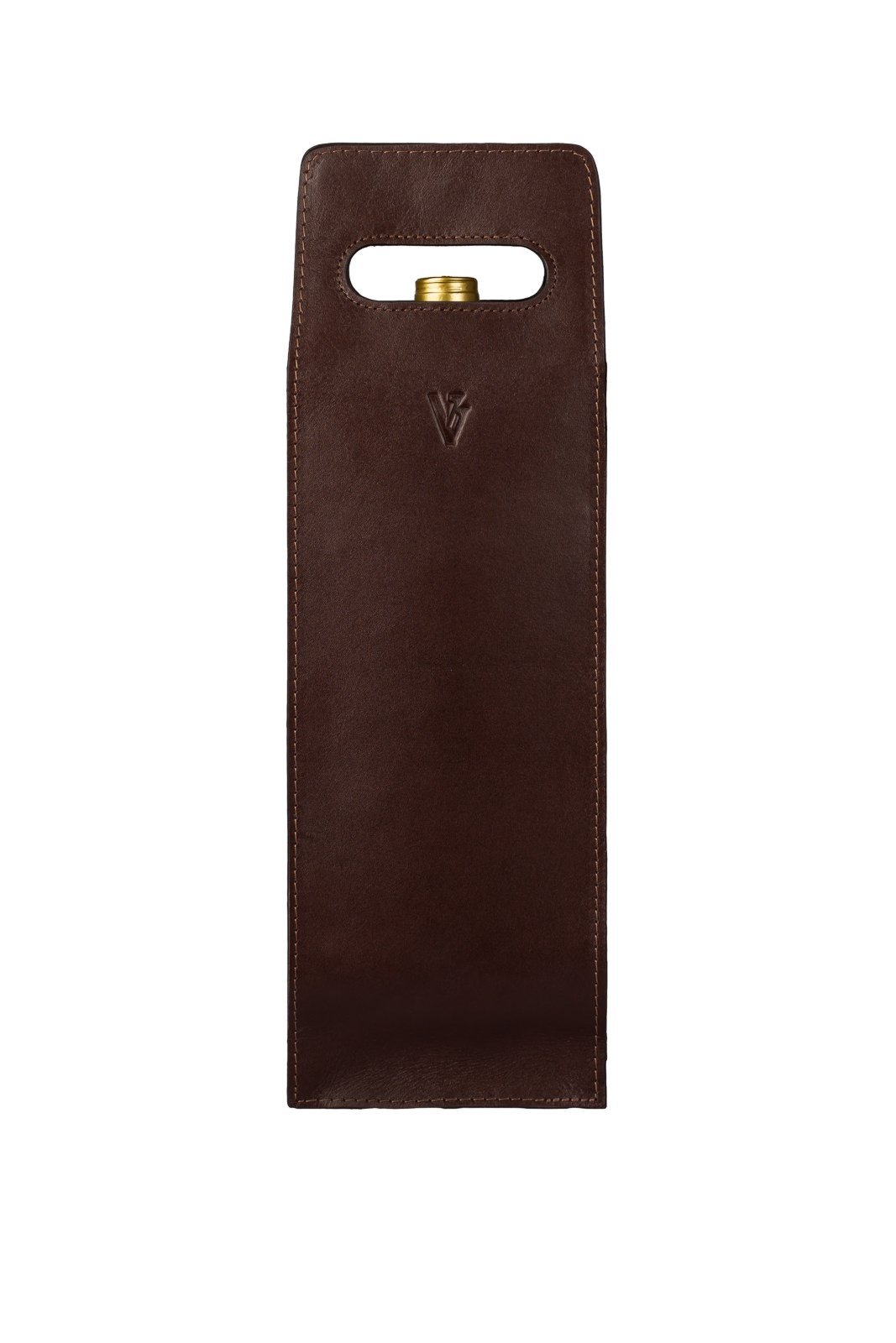Porta vinho individual em couro italiano - Café