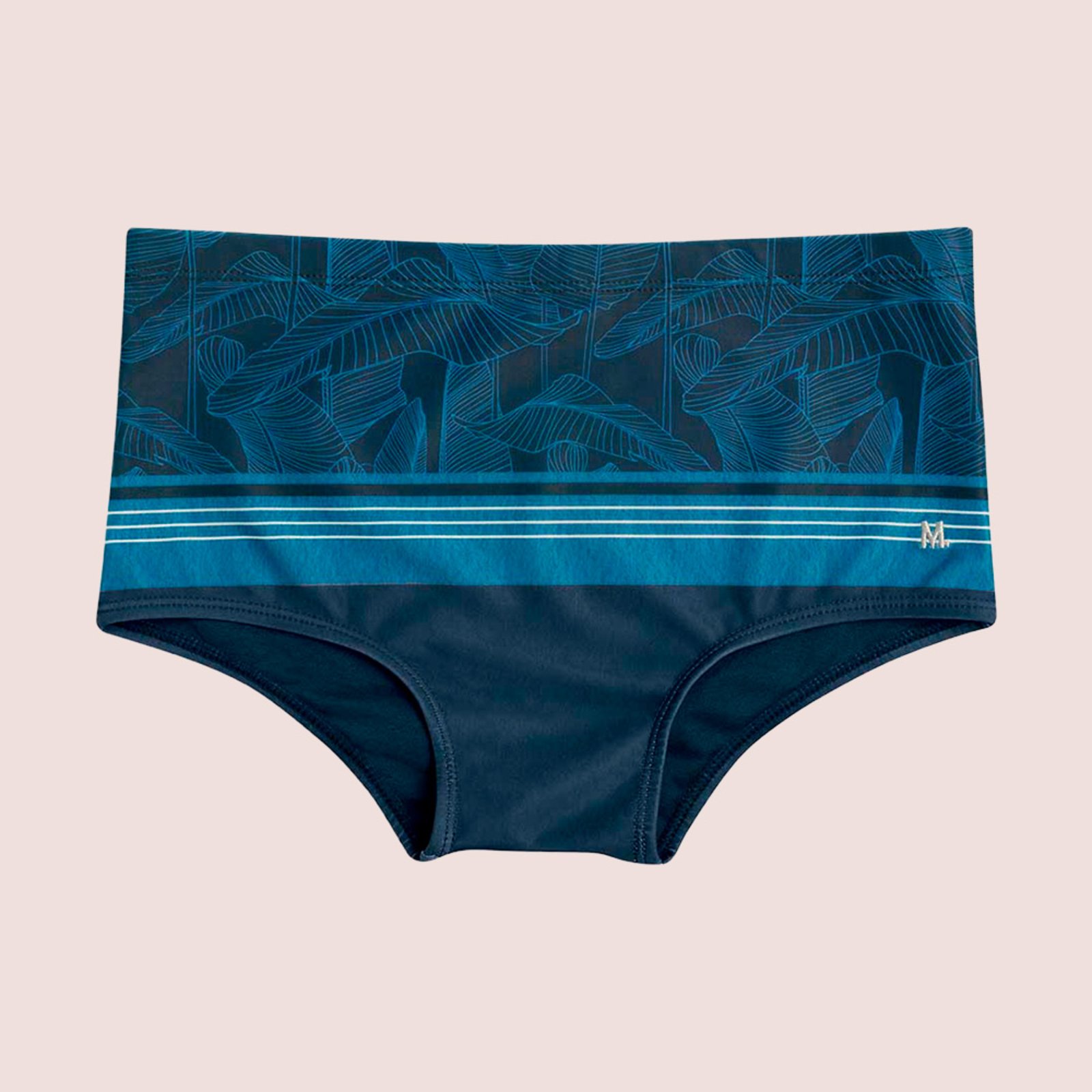 Sunga Masculina Mash Slip Estampada com Proteção UV+ Azul