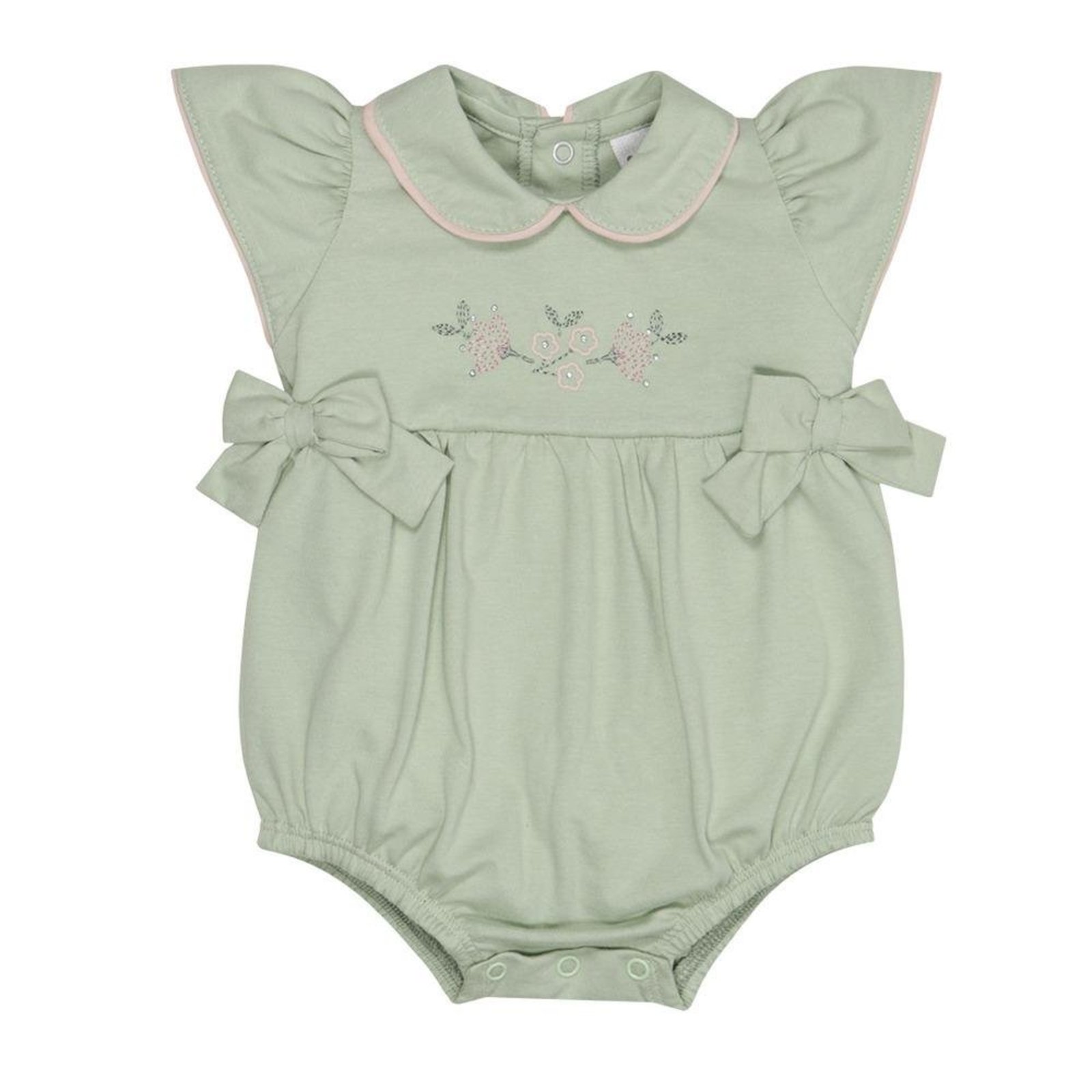 Infantil - Macacão Romper Verde Floral Laços Sonho Mágico G Verde