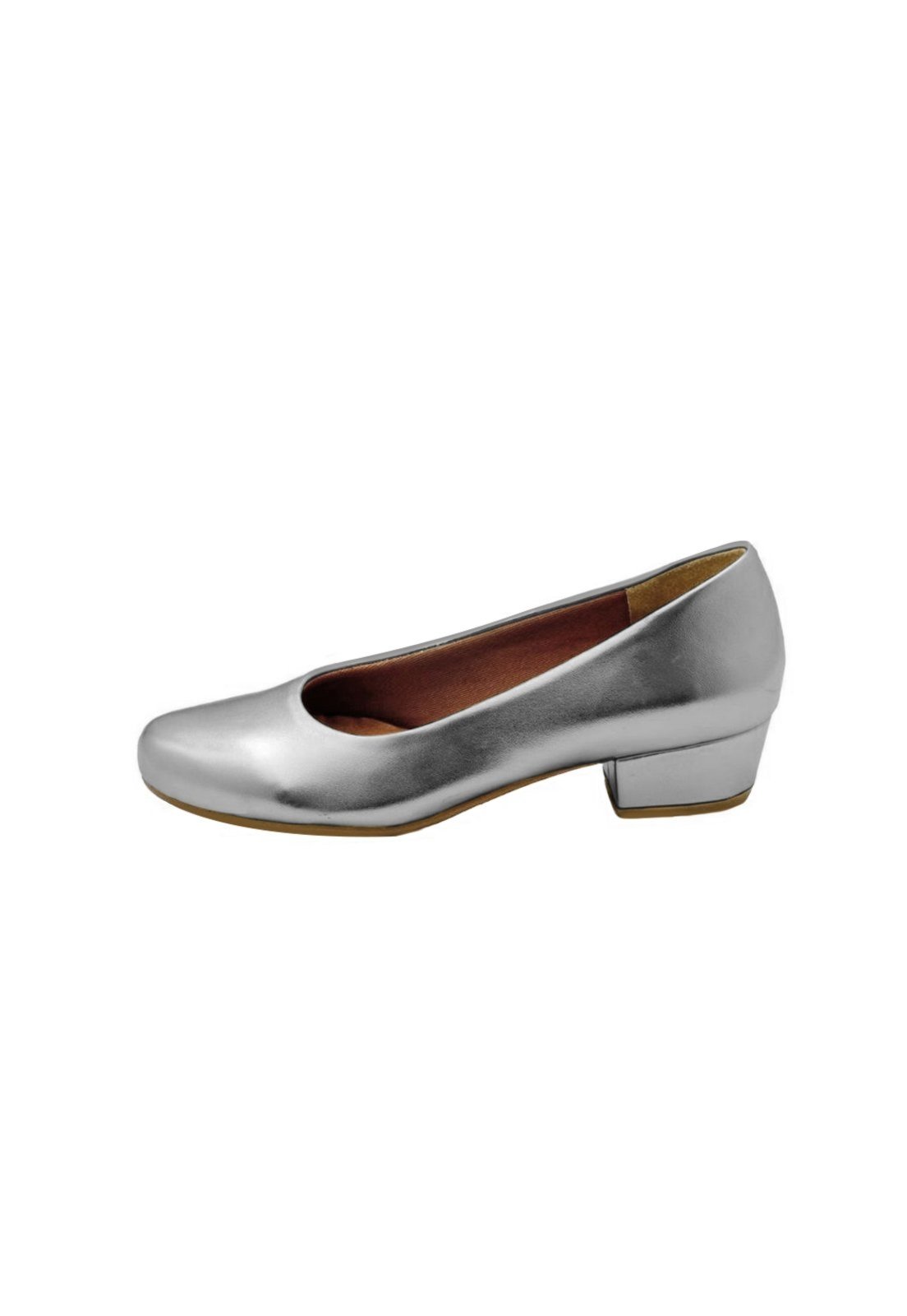 Vista 3 Scarpin Boneca Salto Baixo Grosso 3cm Luiza Sobreira Mod. 2226 prata Luiza Sobreira prata