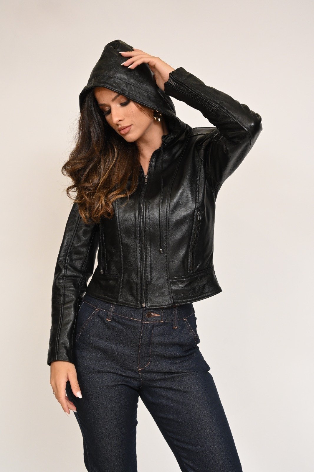 Jaqueta de Couro Pelica Vicenza Preto
