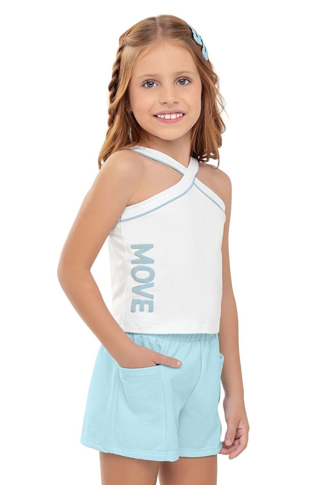 Infantil - Conjunto Menina Decote Halter Em X Elian Branco