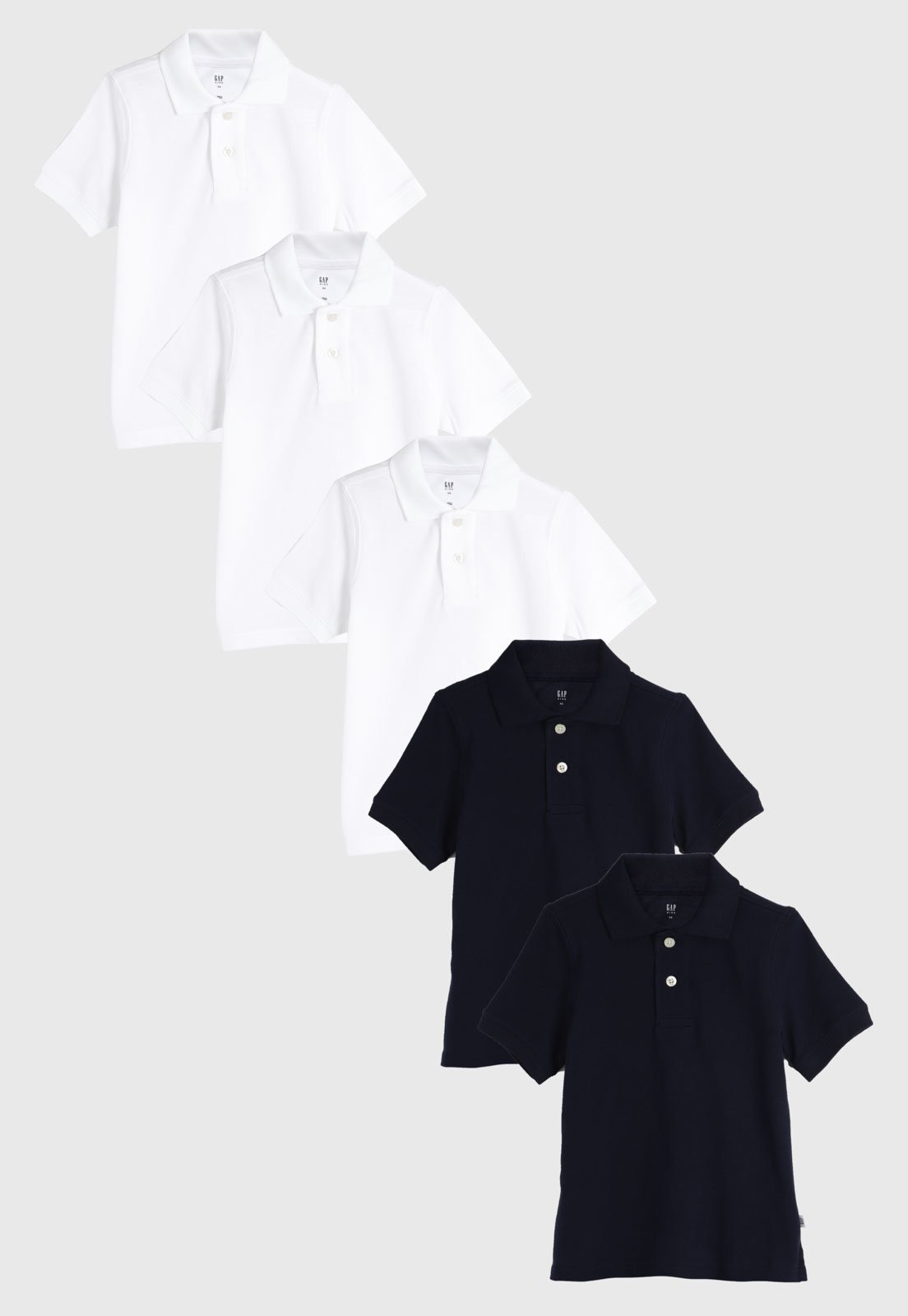 Infantil – Kit Camisa 5pçs Polo GAP Lisa Branca