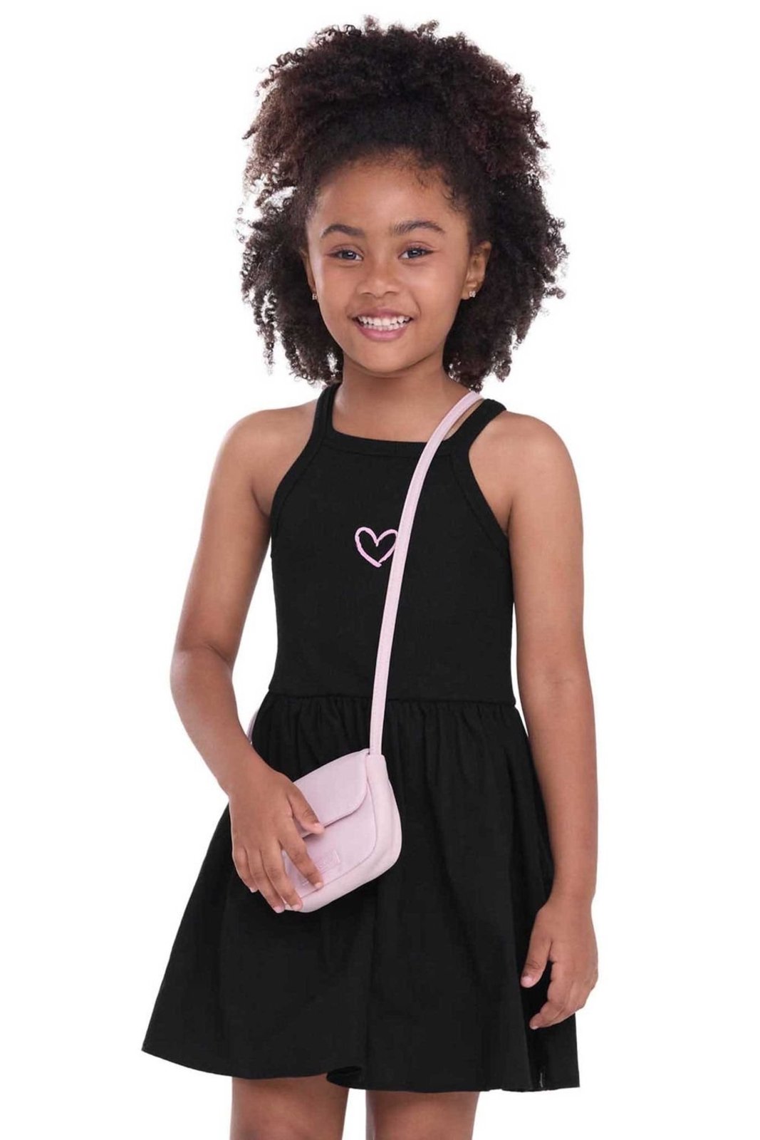 Infantil - Vestido Menina Ribana Coração Elian Preto