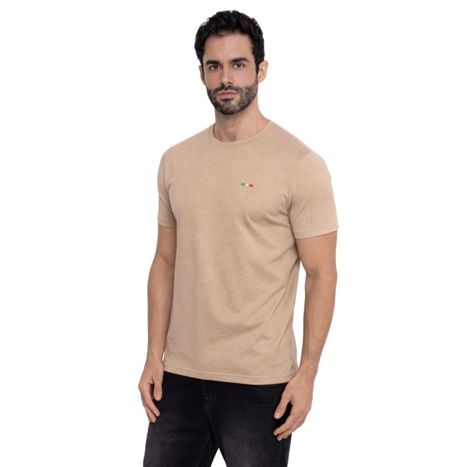 Camiseta Masculina Linha Premium Alta Costura Itália Moderna BEGE