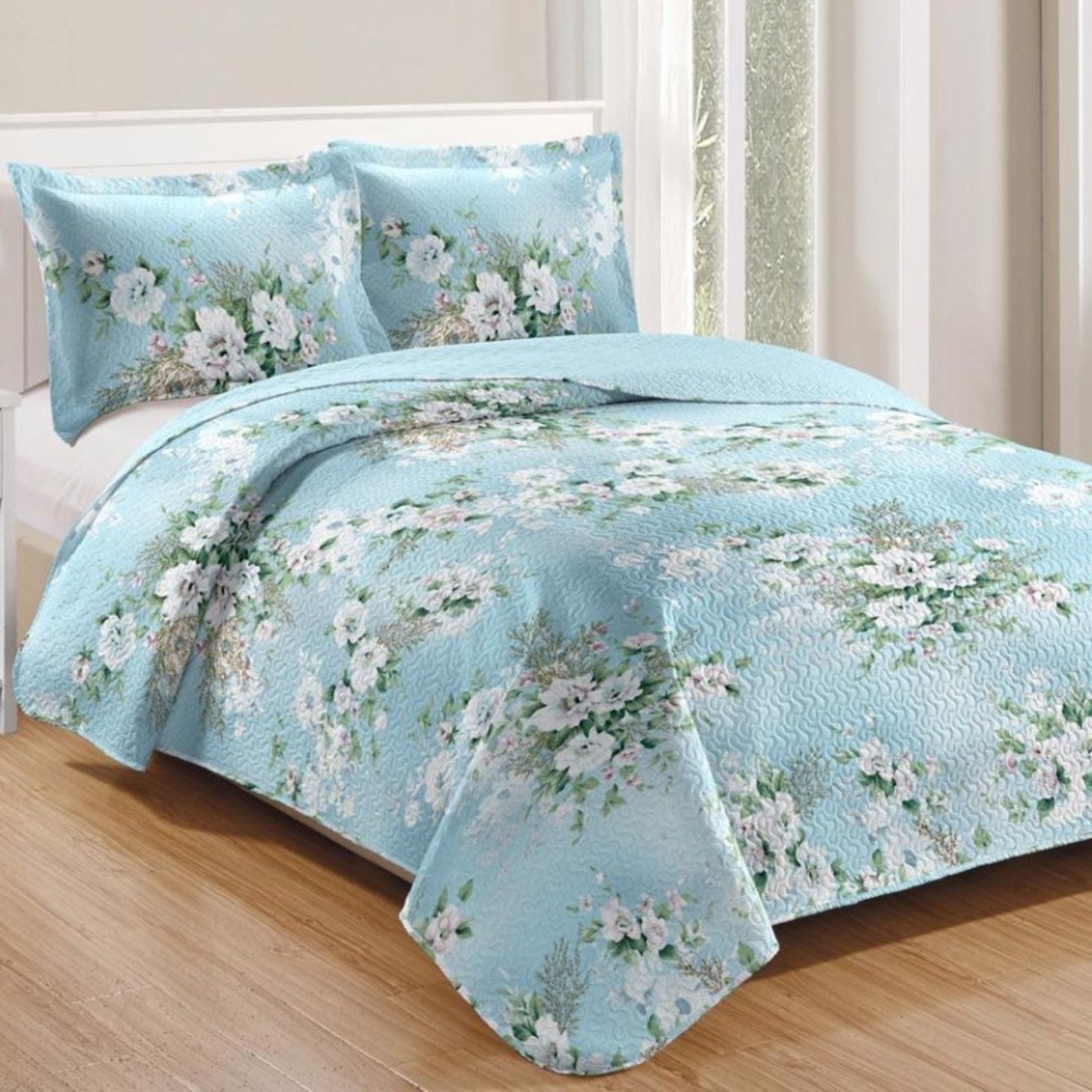 Kit Cobre Leito Colcha Casa Scarpa Mix Queen Estampado Dupla Face Floral 3 Peças - Yasmin