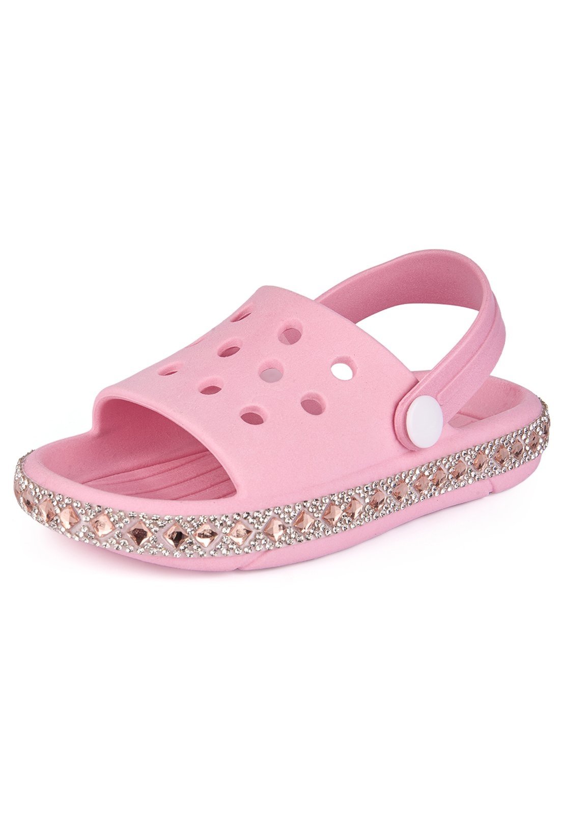 Infantil - Babuche Pópidi Menina Strass Casual Leve Calce Fácil Rosa