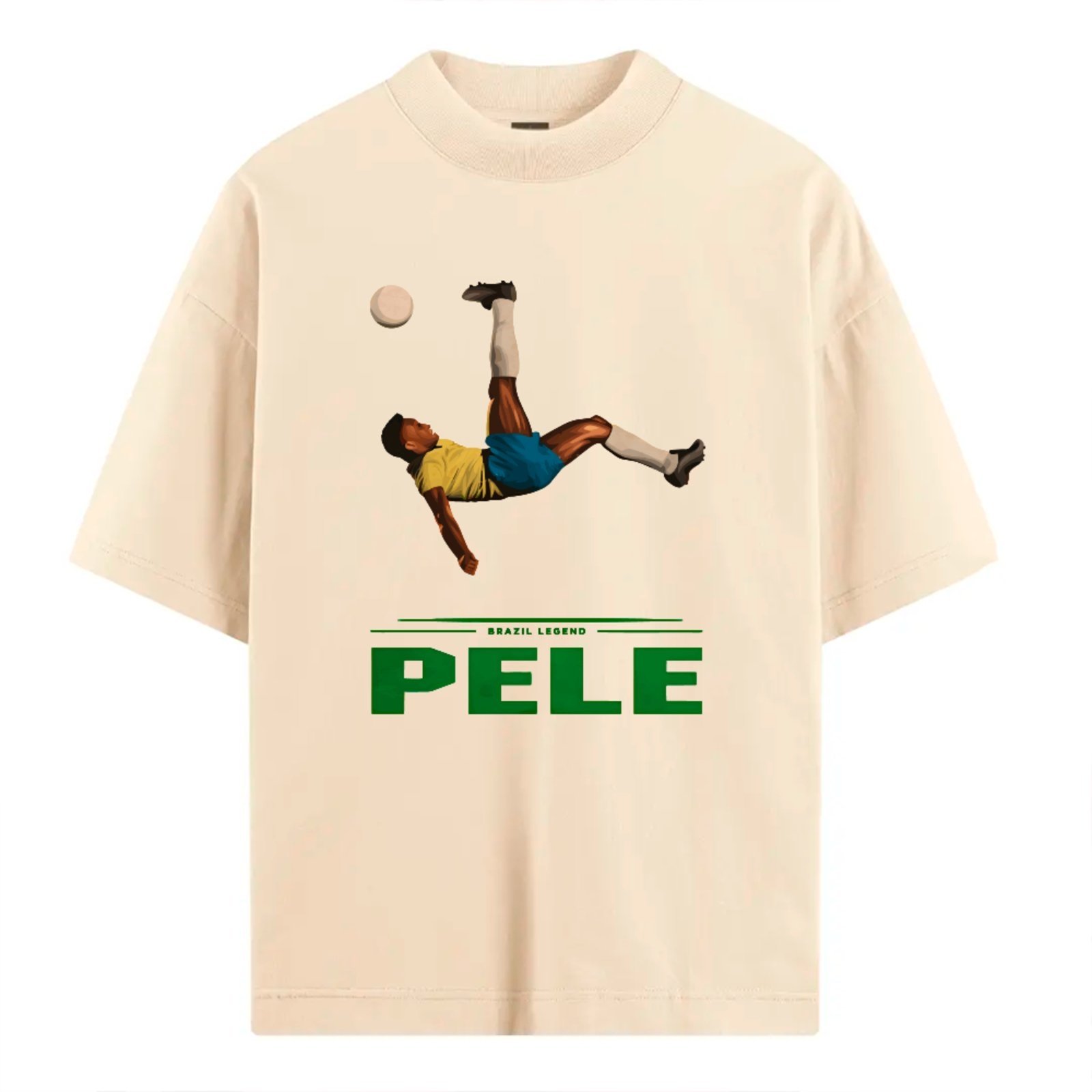 Camiseta Ousy Básica Pelé Brazil Legend Estampa Futebol Clássica Unissex Off White
