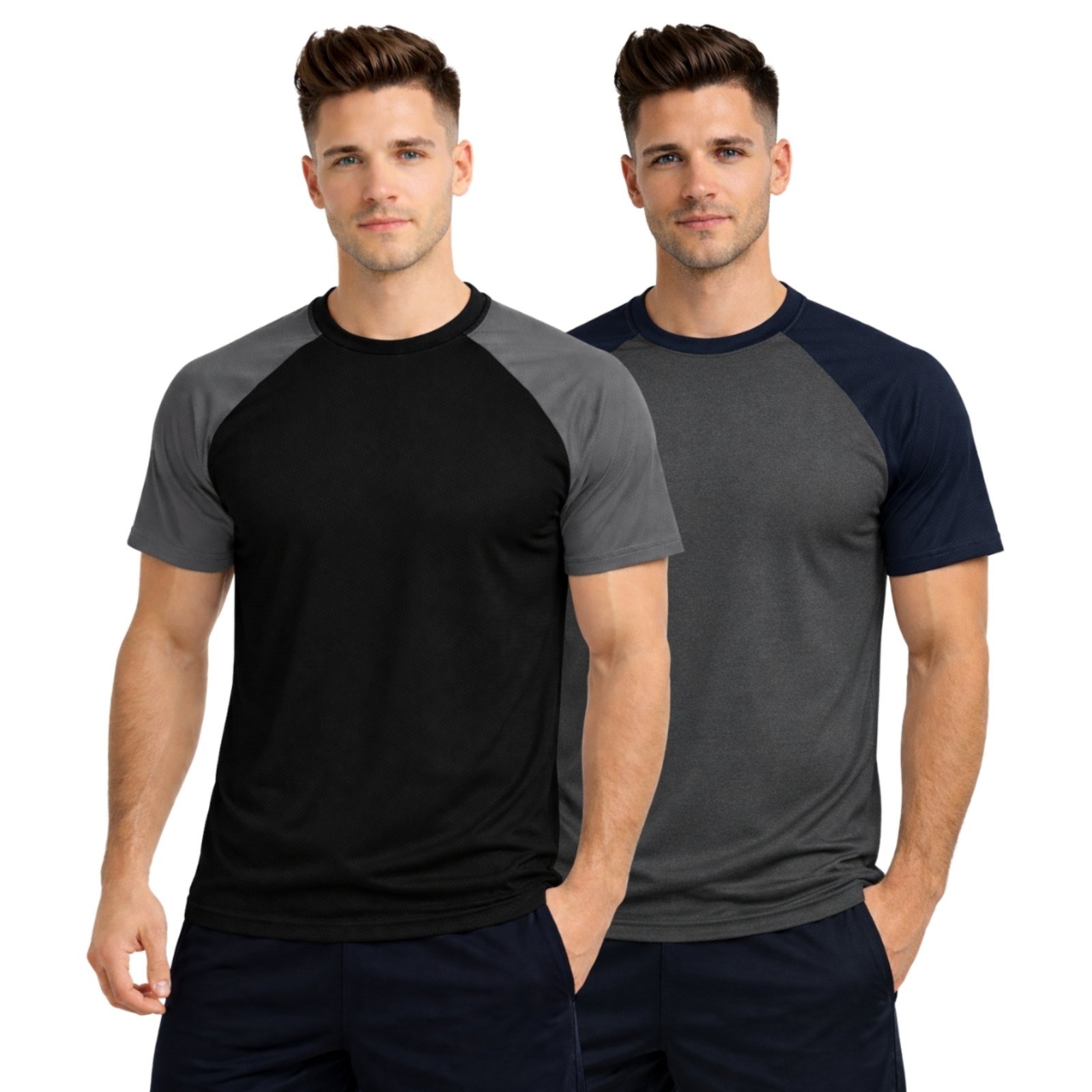 Kit 2 Camiseta Masculina Esportiva Dry Fit Camisa Gola Redonda Duas Cores
