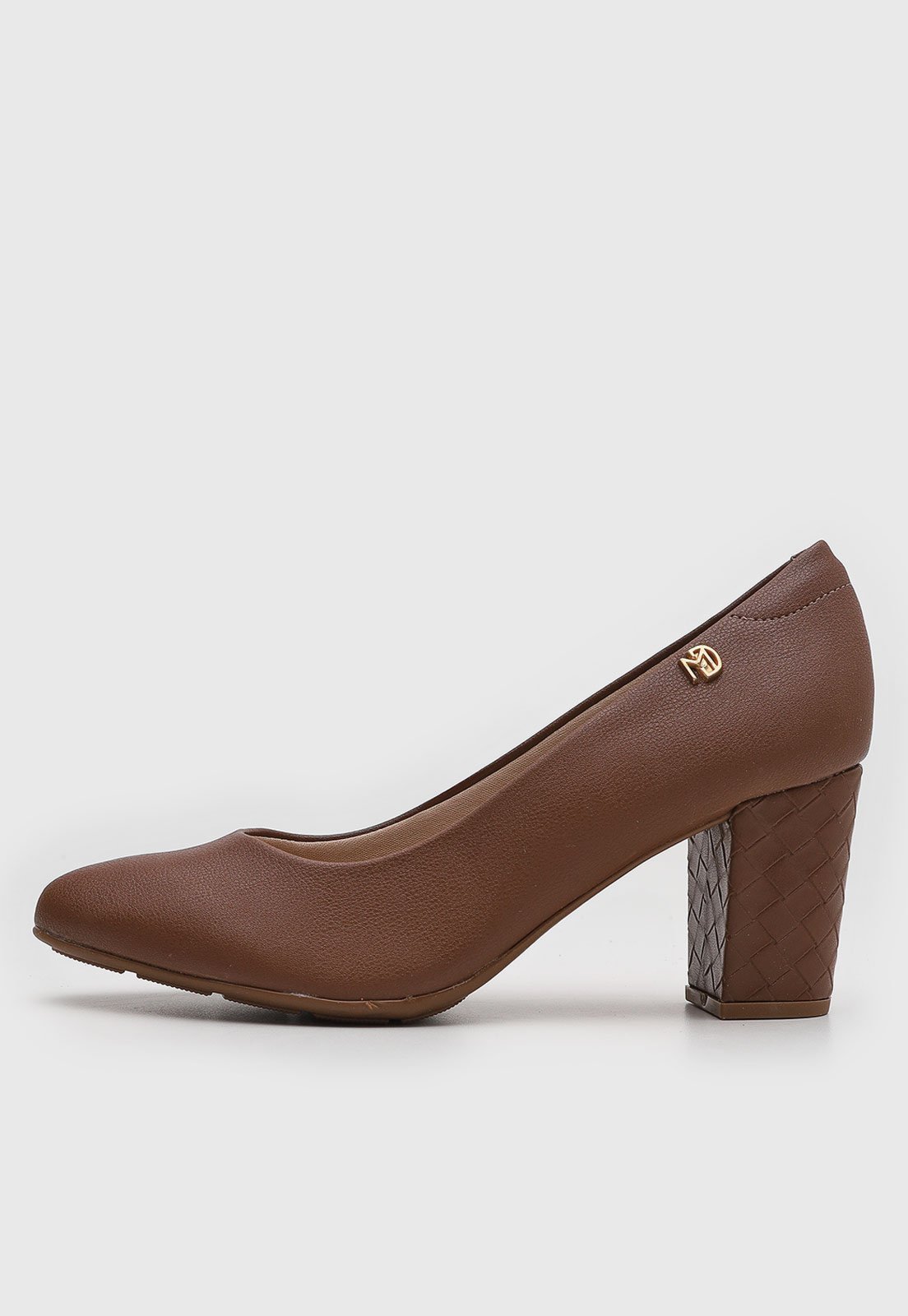 Scarpin Feminino Modare Salto Grosso Texturizado Marrom