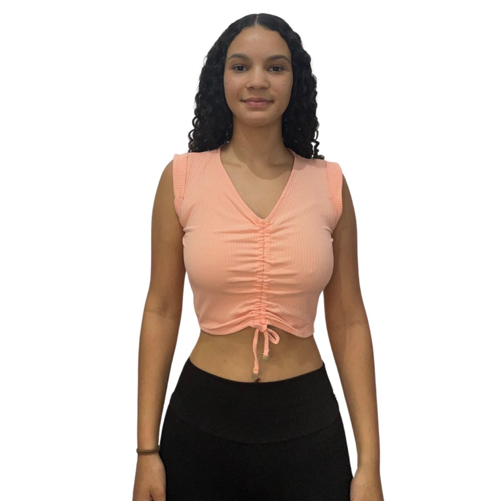 Blusa Cropped Justa Amarração Flor De Lis