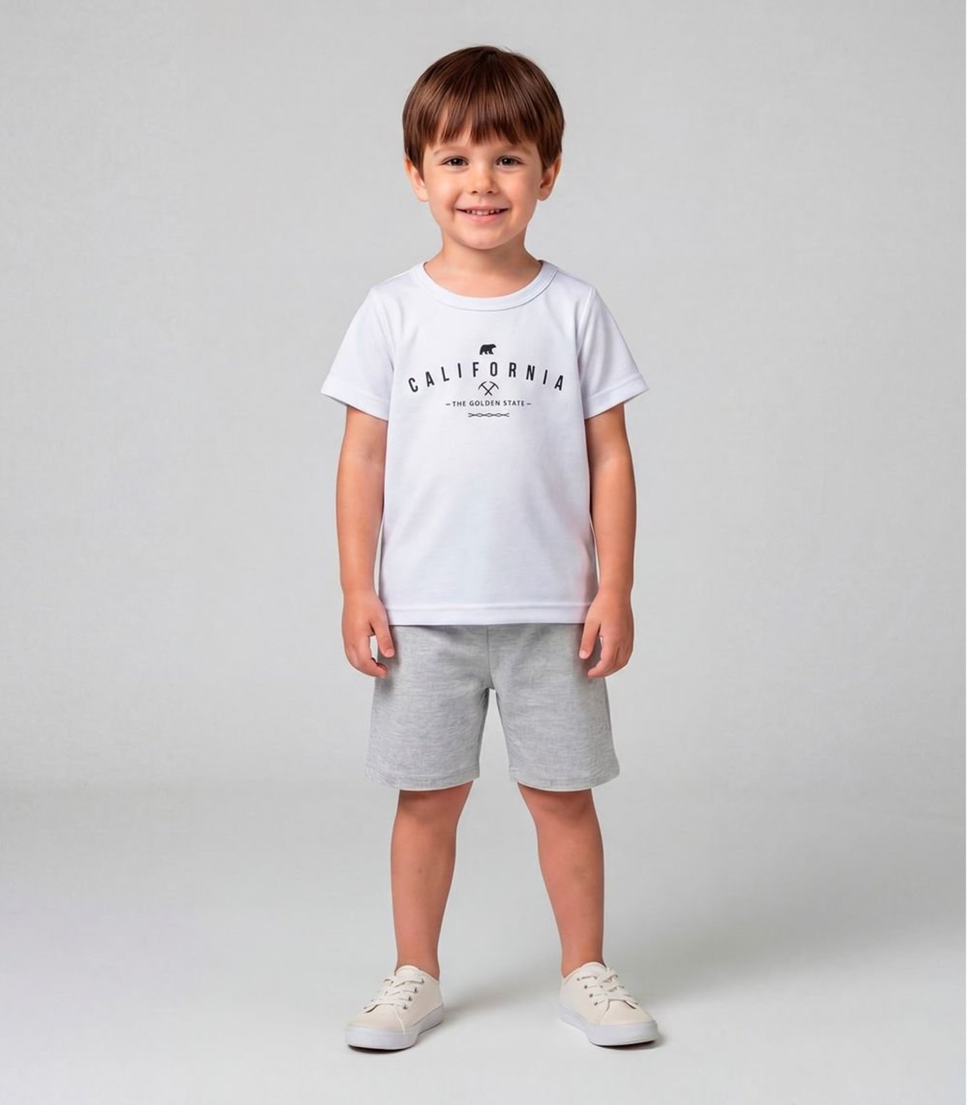 Infantil - Conjunto Menino Com Estampa Localizada Branco