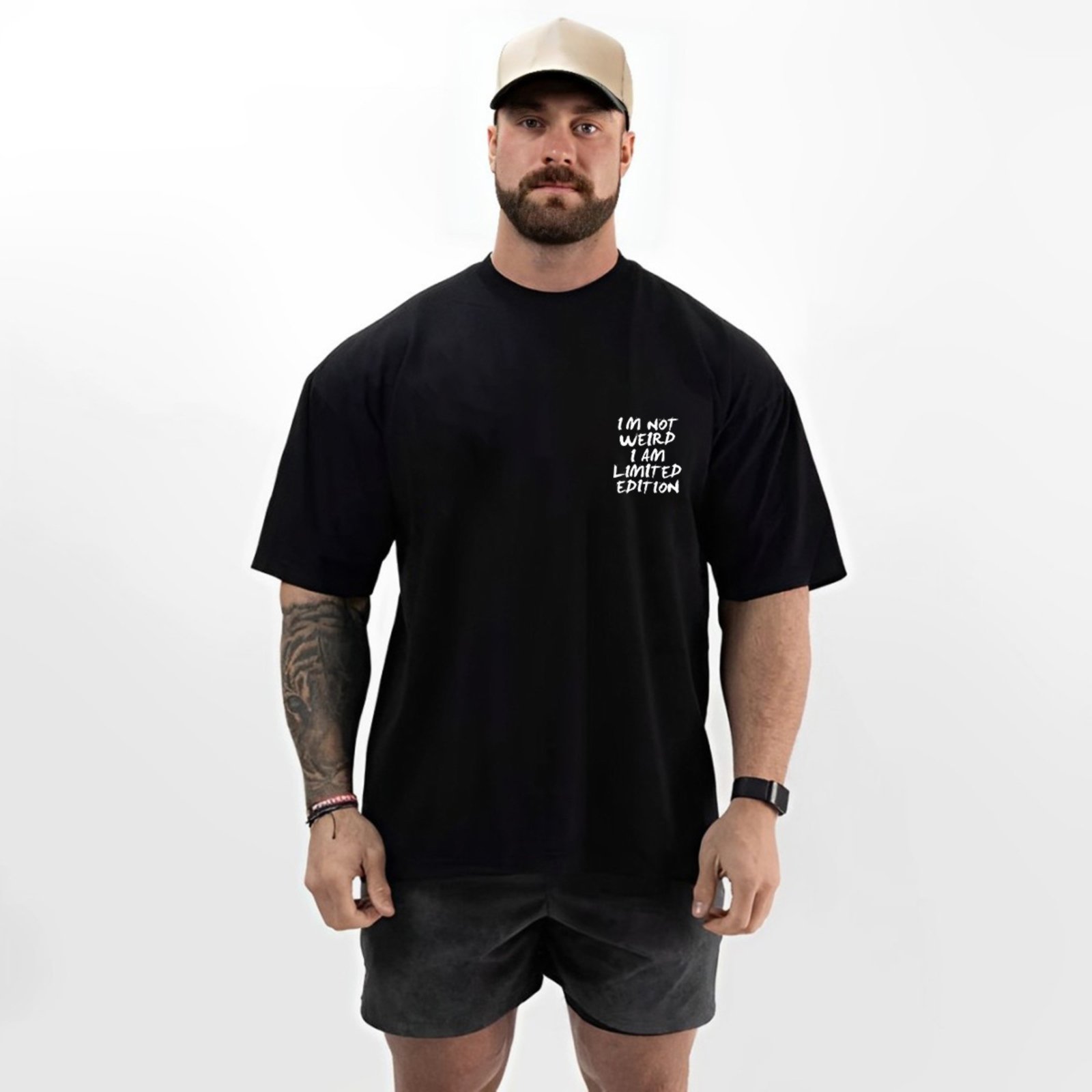 Camiseta Oversized Over Masculina Algodão Academia Preto