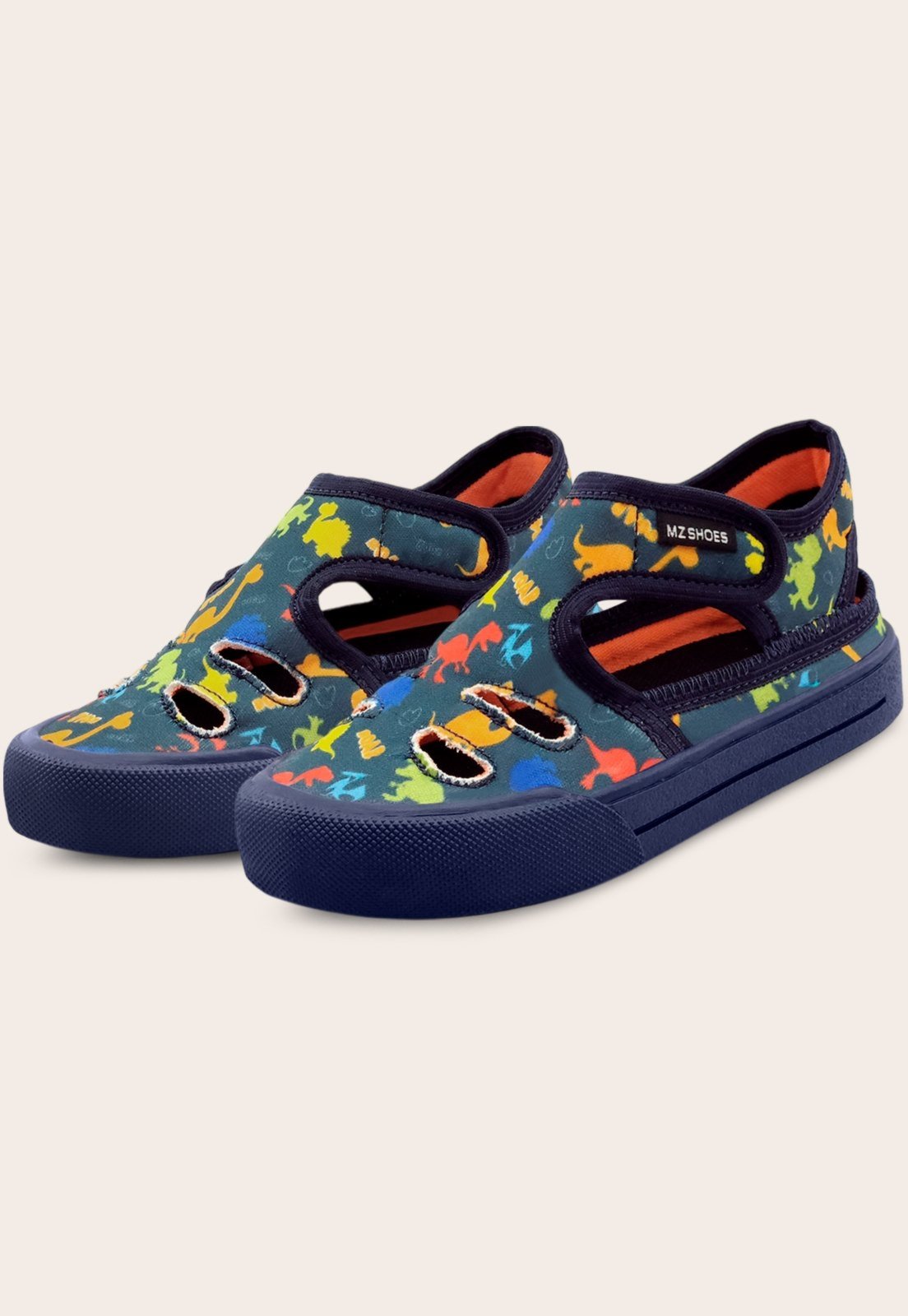 Infantil – Sandália Menino Papete Dinossauro Azul/Colorido Mzkid